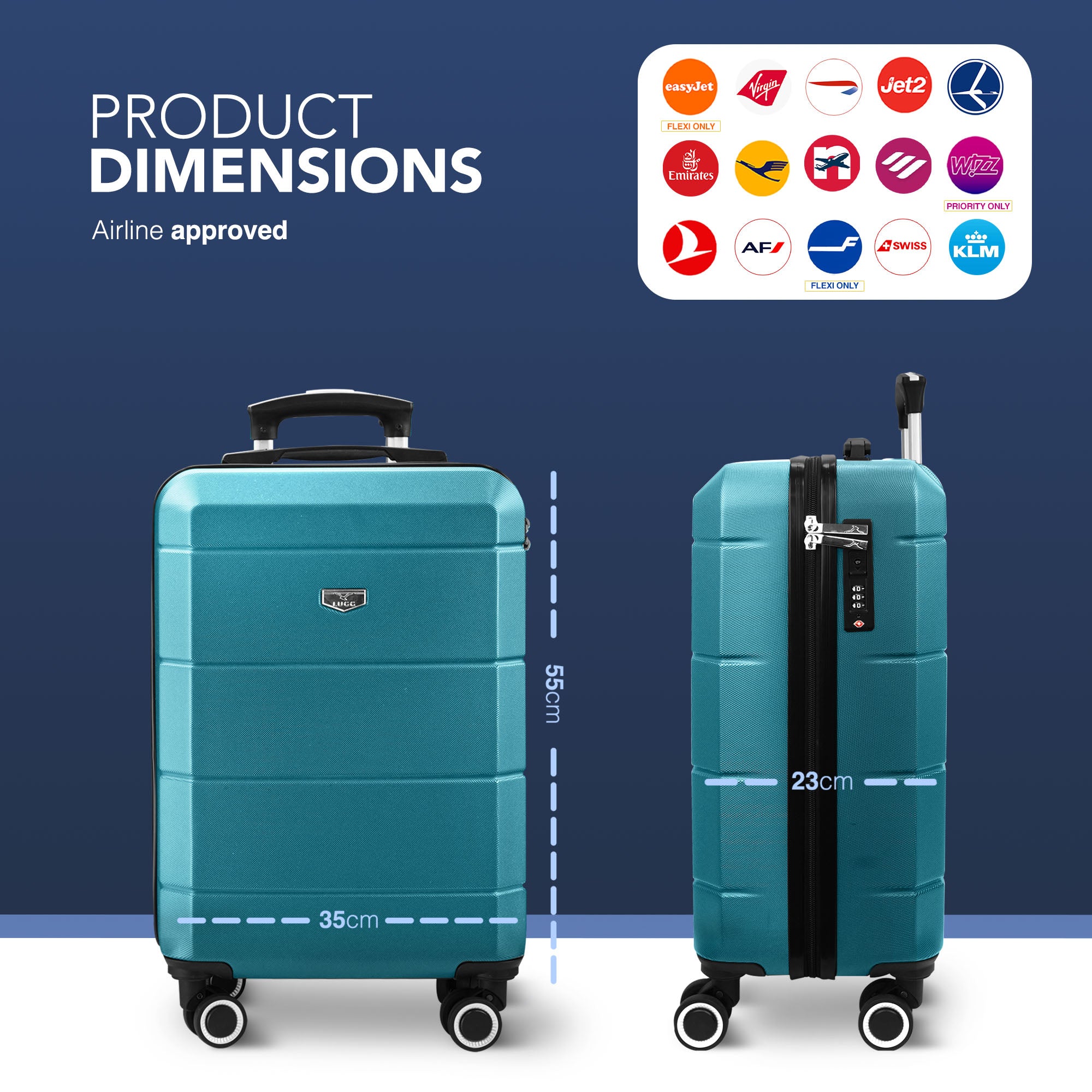 Jetset 20" Cabin Suitcase in Teal