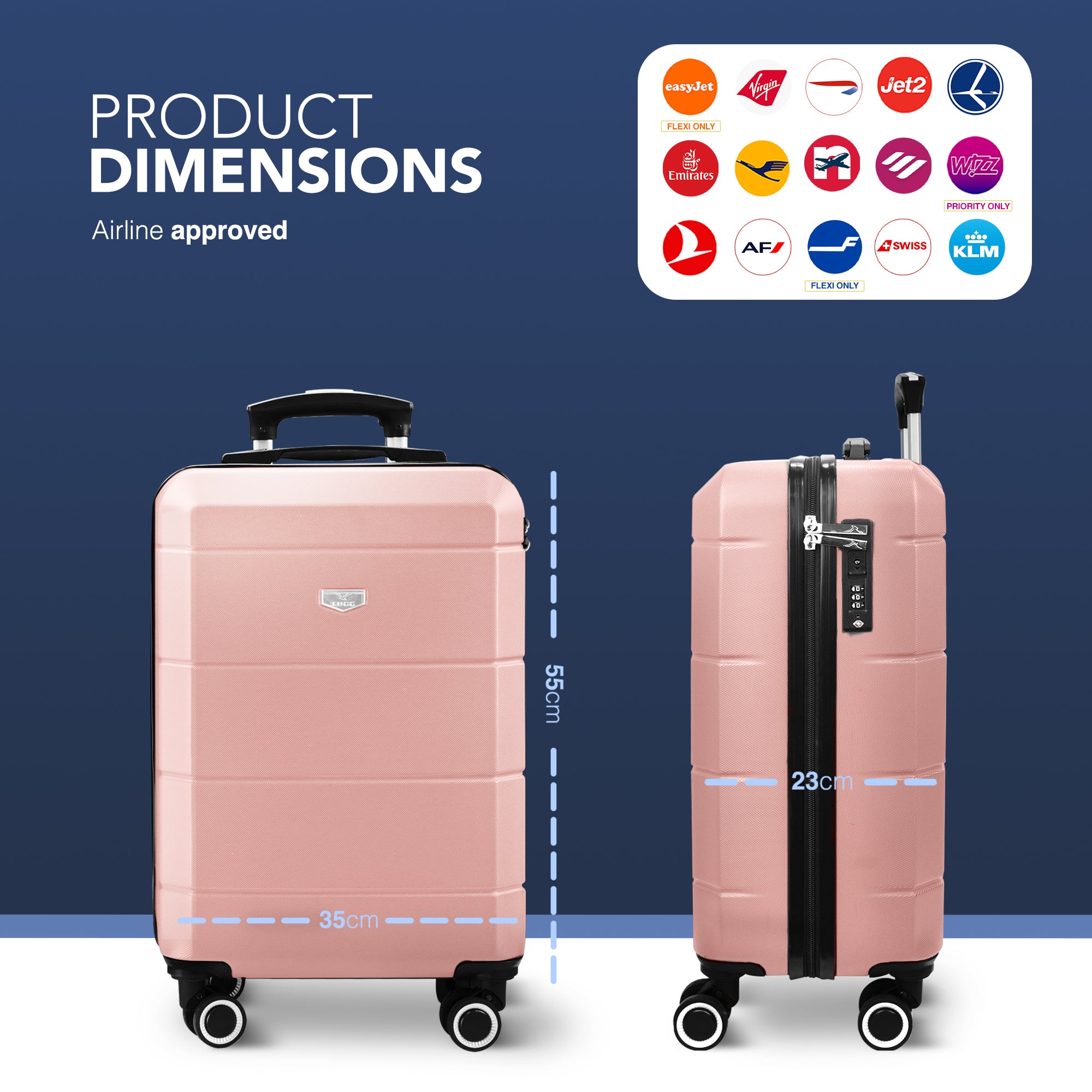 Jetset 20" Cabin Suitcase in Rose Gold