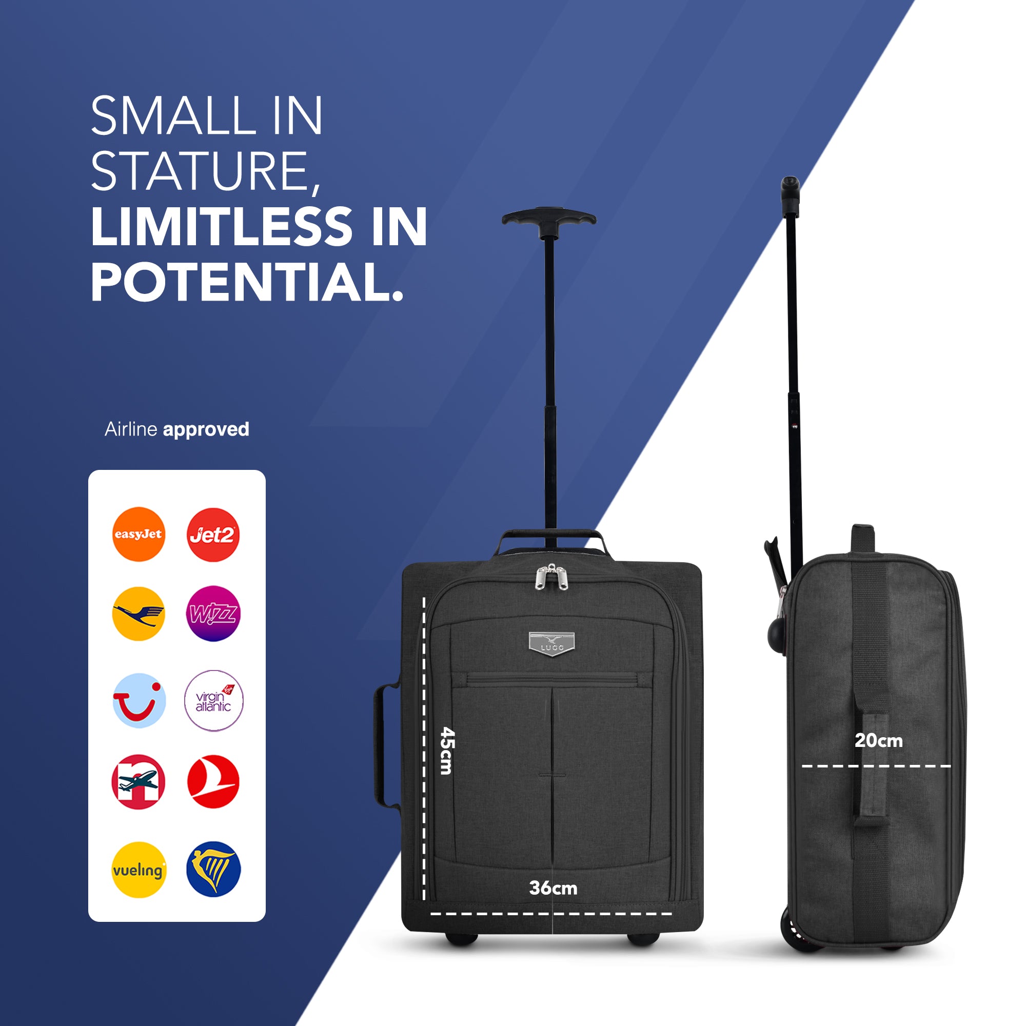 Free EasyJet & Ryanair Priority Approved Soft Cabin Bag - Black