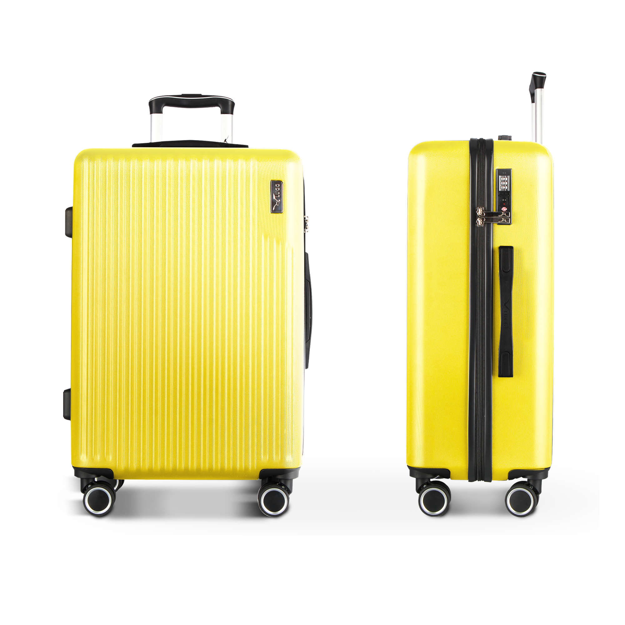 Vacay 24” Suitcase ABS Luggage with TSA Indent Lock, Aluminium Trolley Handle, 360° Spinner Wheels - Airline Compatible (66.5 x 25.5 x 44cm) - Citrine