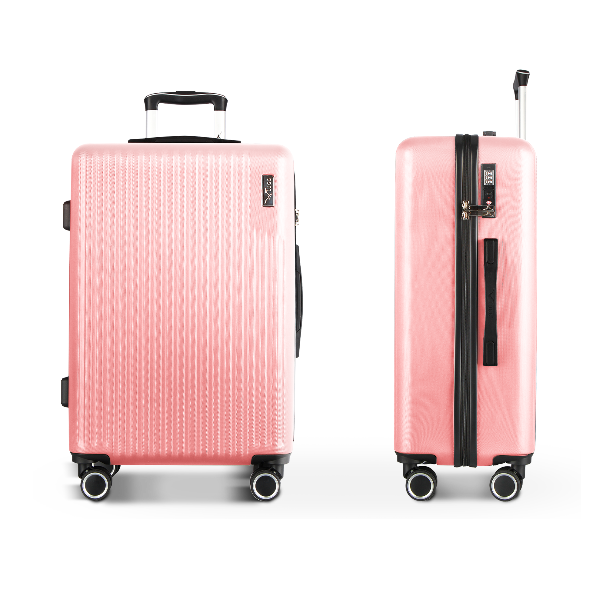 Vacay 24” Suitcase ABS Luggage with TSA Indent Lock, Aluminium Trolley Handle, 360° Spinner Wheels - Airline Compatible (66.5 x 25.5 x 44cm) - Clay