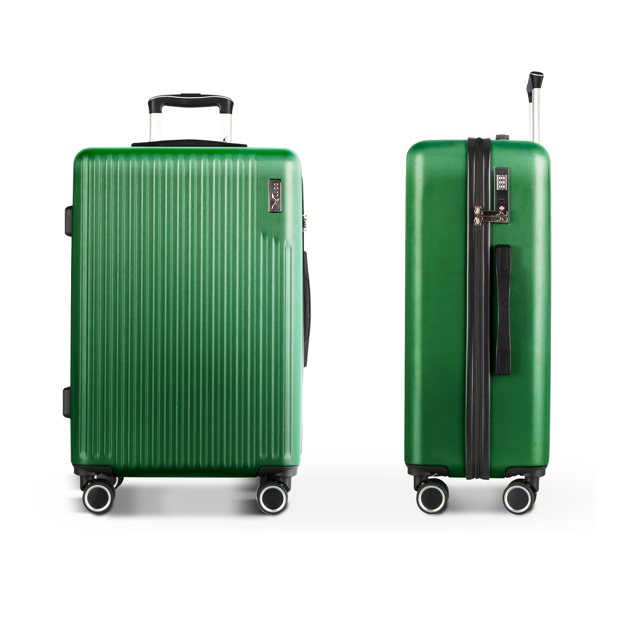 Vacay 24” Suitcase ABS Luggage with TSA Indent Lock, Aluminium Trolley Handle, 360° Spinner Wheels - Airline Compatible (66.5 x 25.5 x 44cm) - Forest