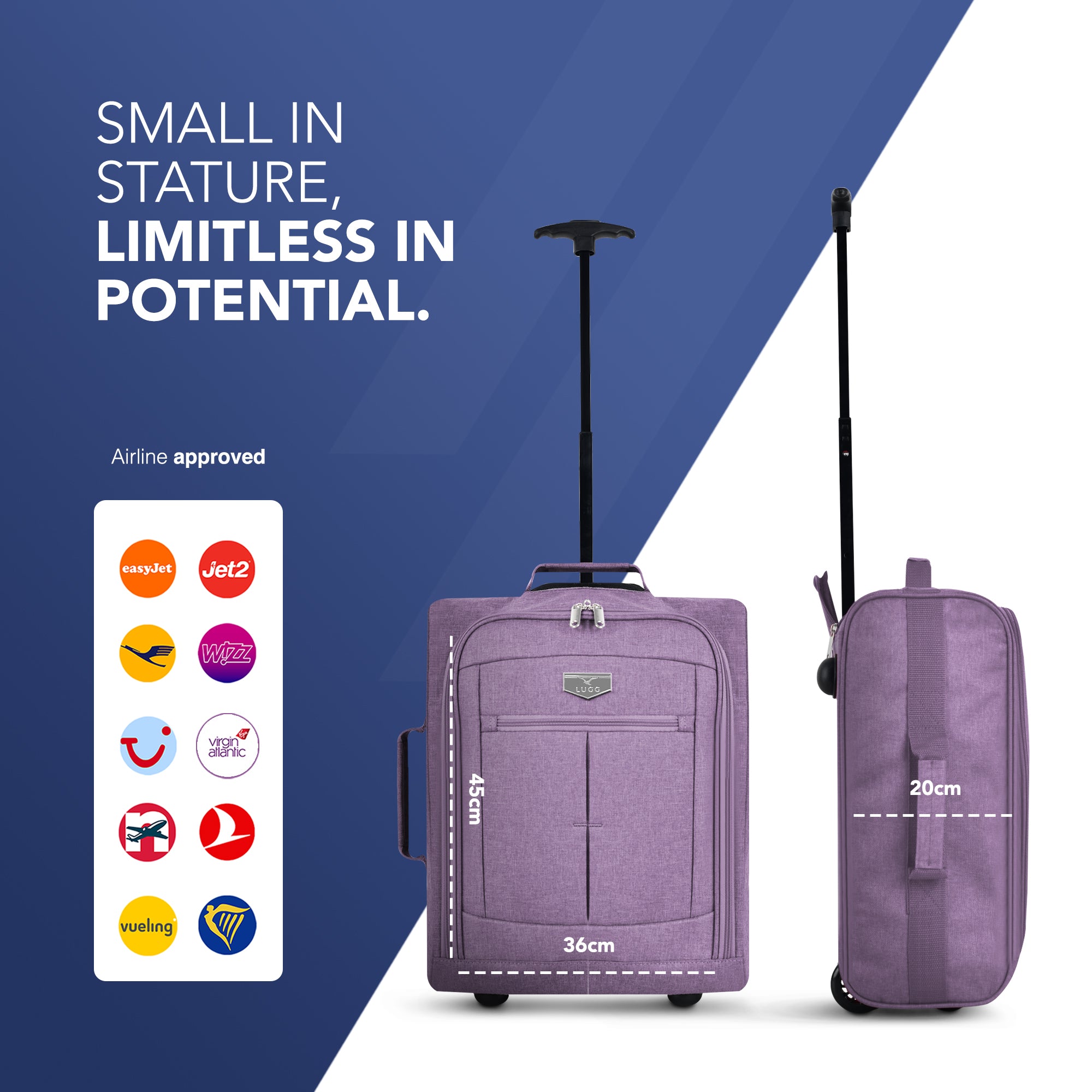 Cabin Approved Lightweight Travel Bag with Wheels - Lilac
