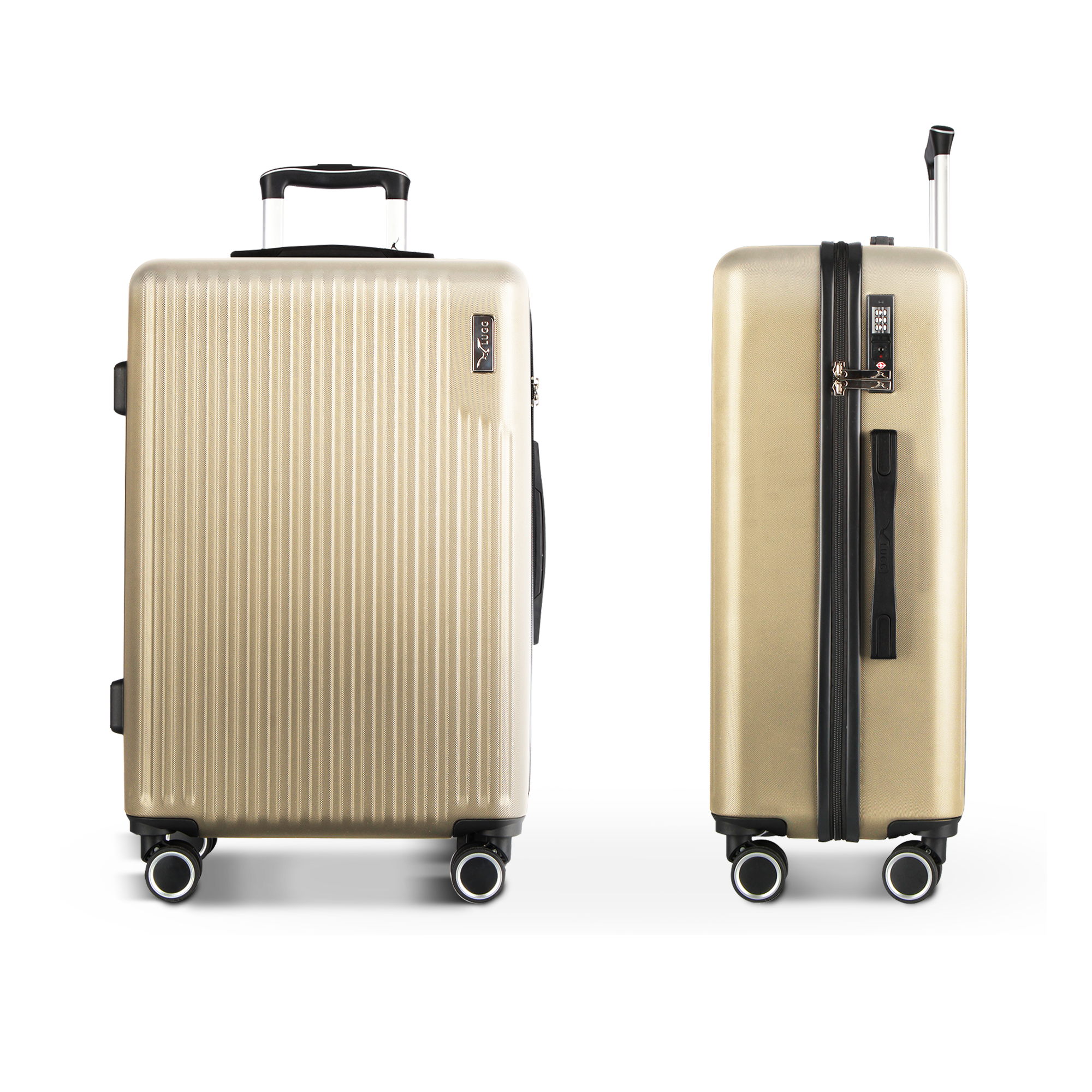 Vacay 24” Suitcase ABS Luggage with TSA Indent Lock, Aluminium Trolley Handle, 360° Spinner Wheels - Airline Compatible (66.5 x 25.5 x 44cm) - Sand