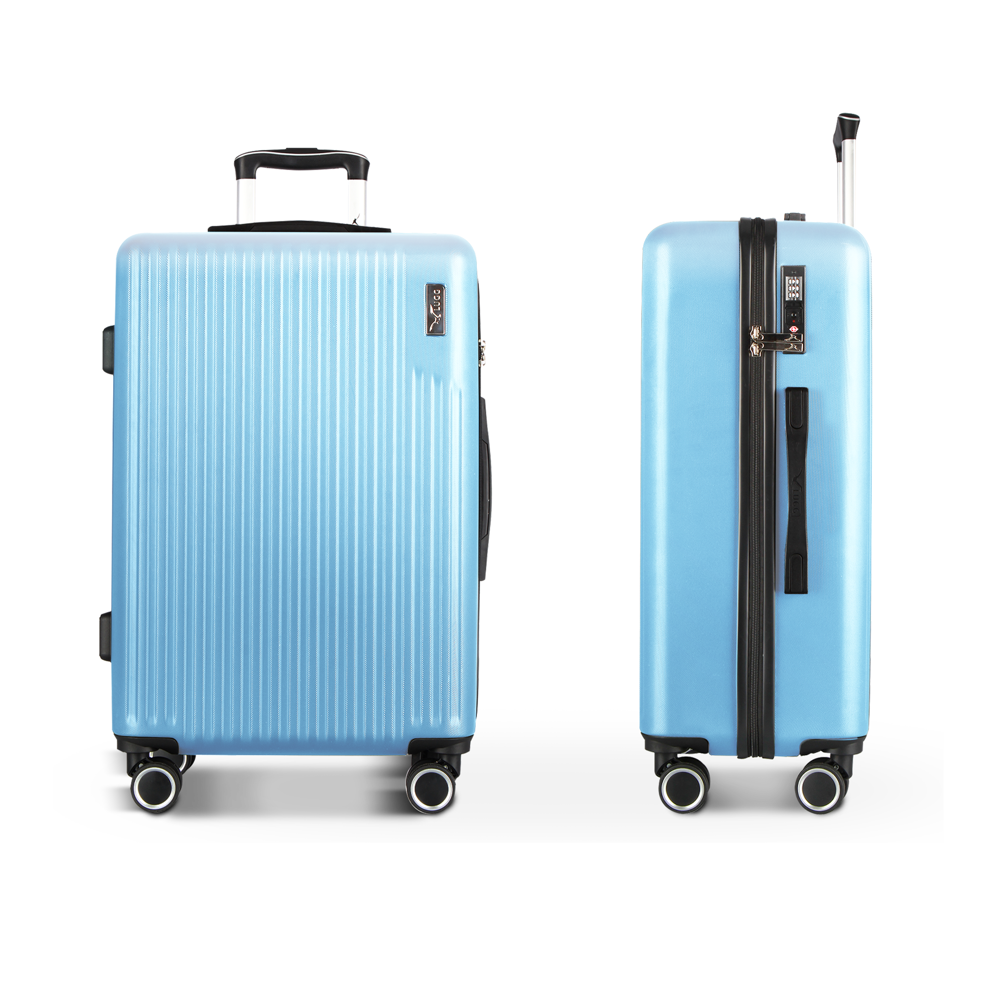 Vacay 24” Suitcase ABS Luggage with TSA Indent Lock, Aluminium Trolley Handle, 360° Spinner Wheels - Airline Compatible (66.5 x 25.5 x 44cm) - Sky Blue