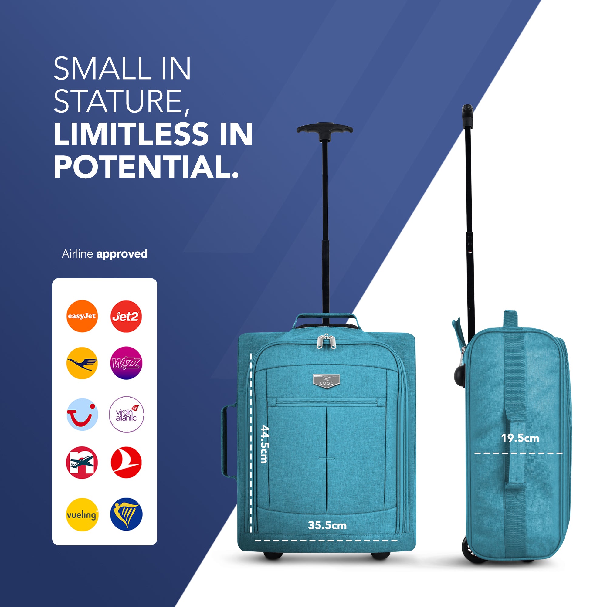 Cabin Approved Lightweight Travel Bag with Wheels - Teal