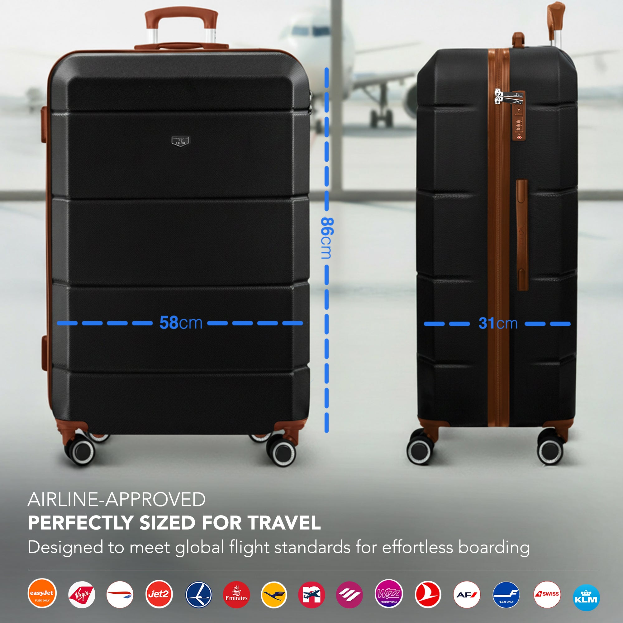 32" Jetset XL Suitcase - Black & Brown