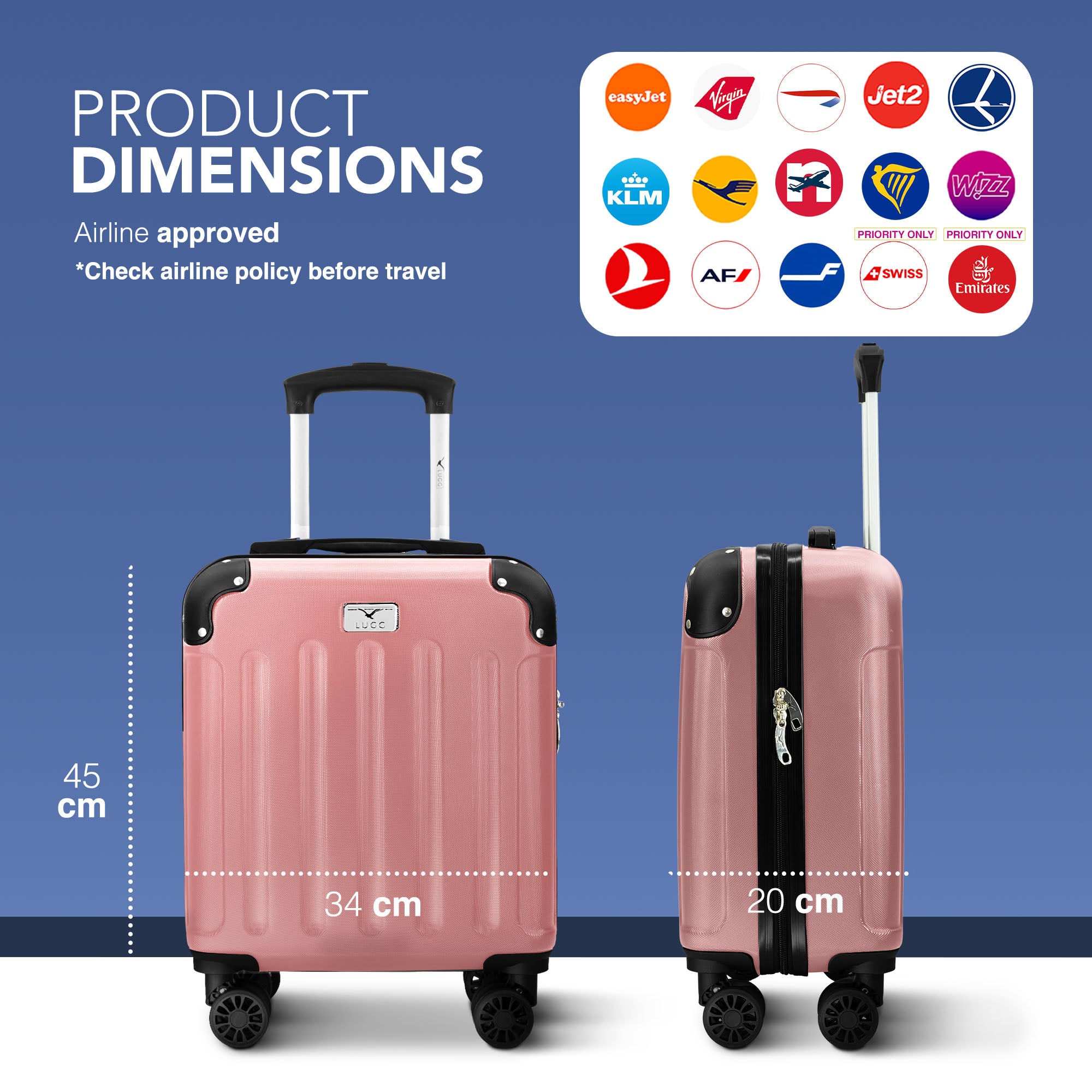 Skywander 15" Underseat Suitcase in Rose Gold