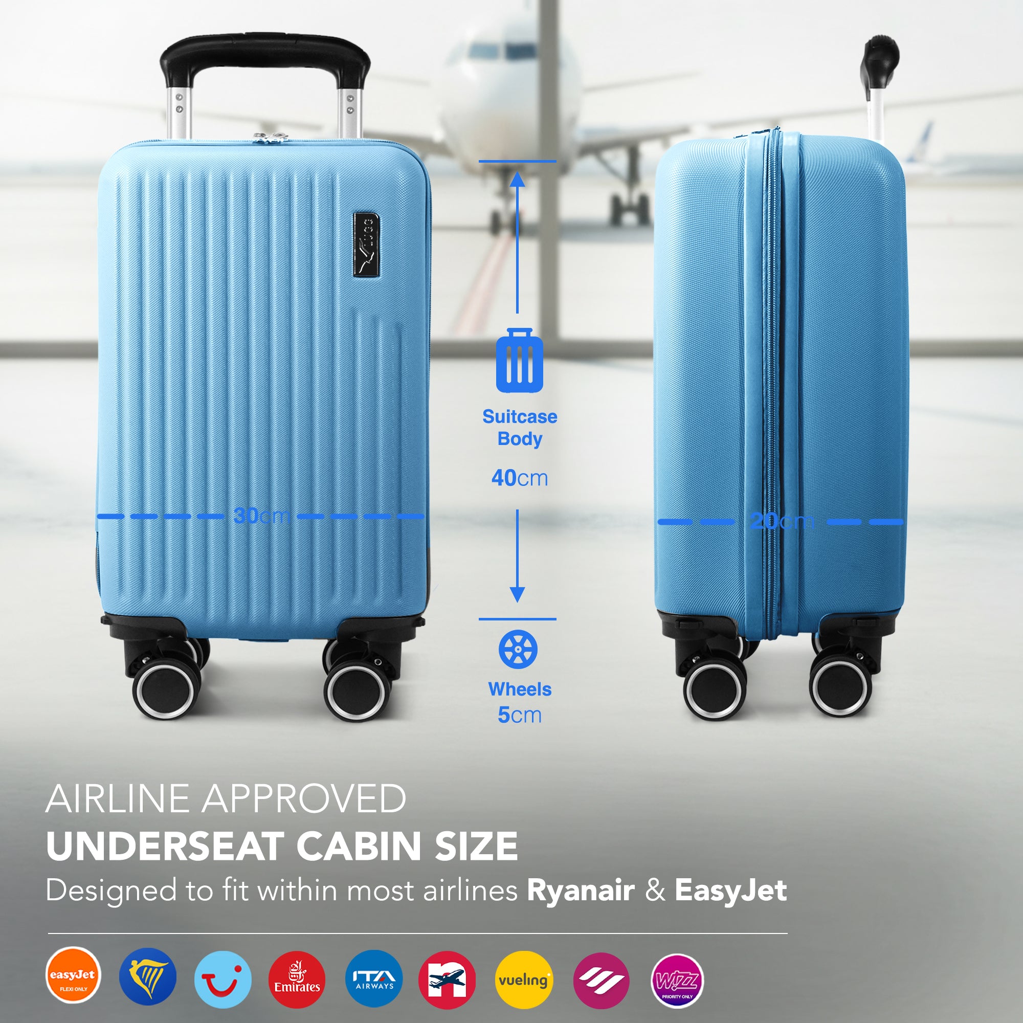 40cm Vacay Underseat Cabin Bag - Sky Blue