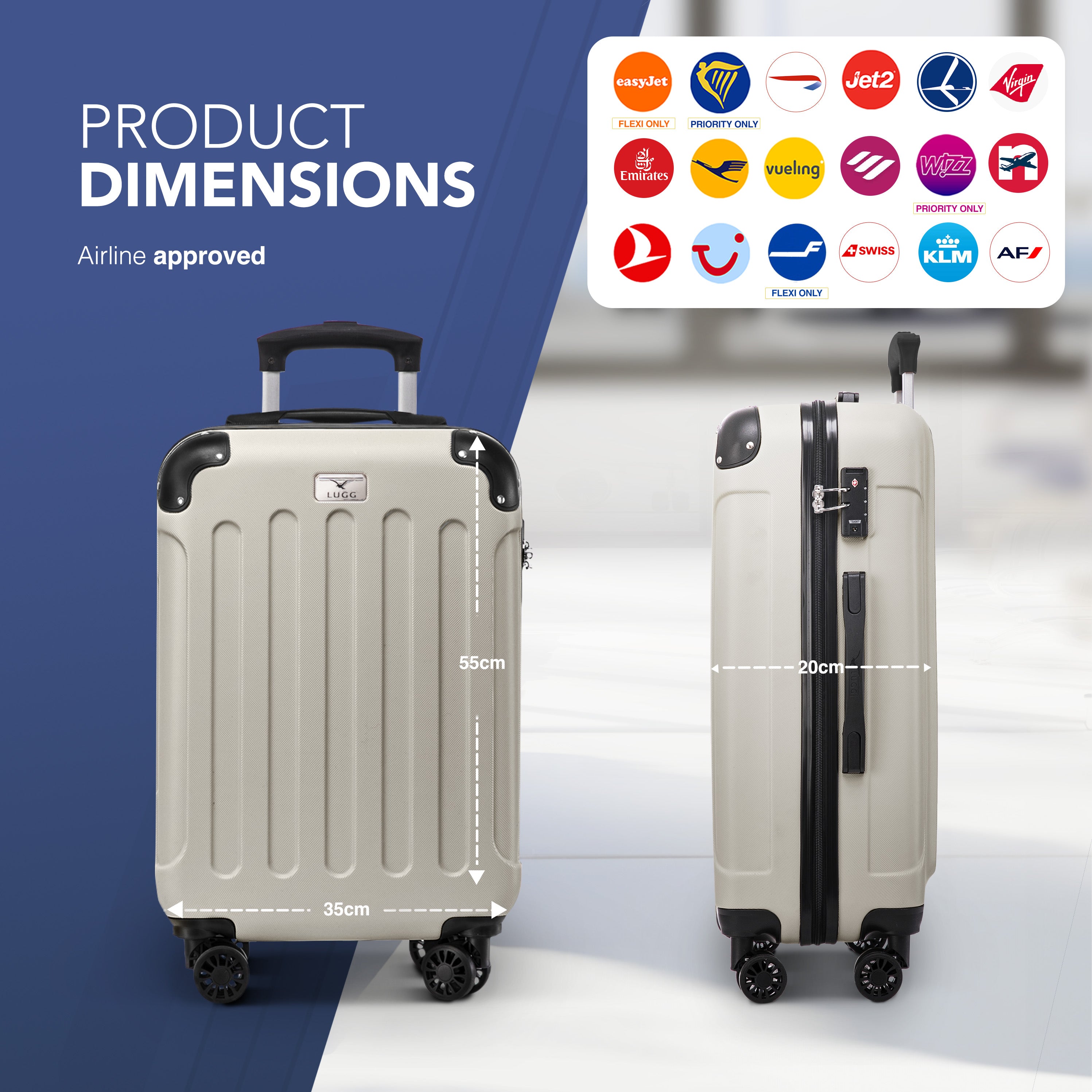 Skywander 20" Cabin Suitcase in Beige