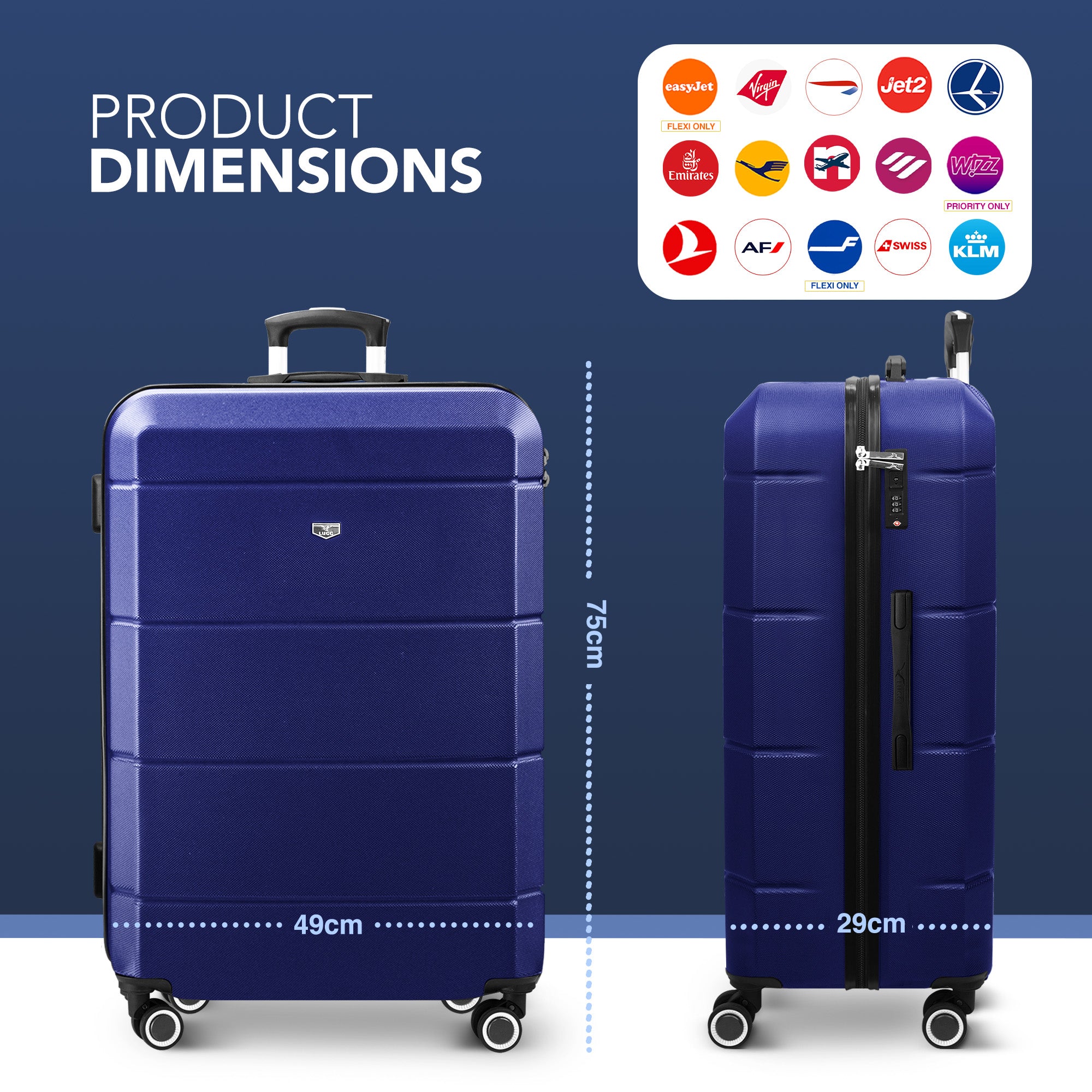 Jetset 28" Large Suitcase in Midnight Blue