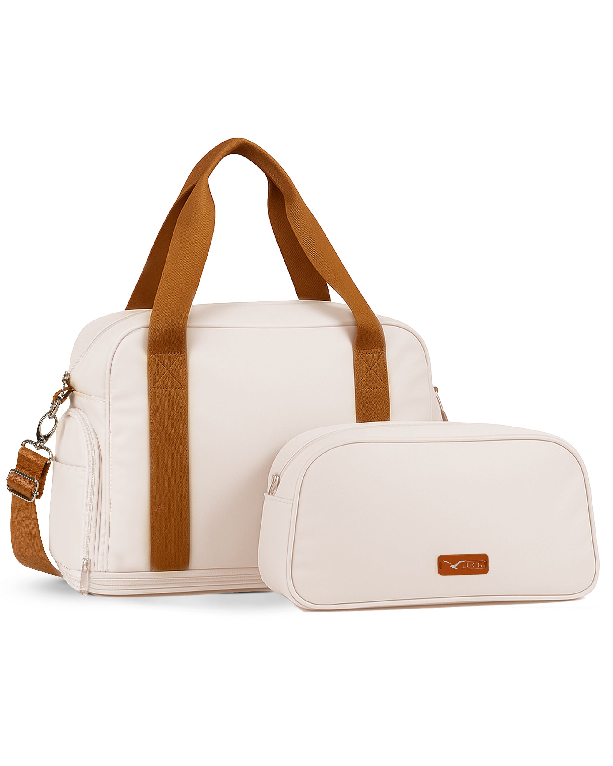 LUGG Duffle & Toiletry Bag Set – Waterproof Travel Bags for Men & Women - Cream