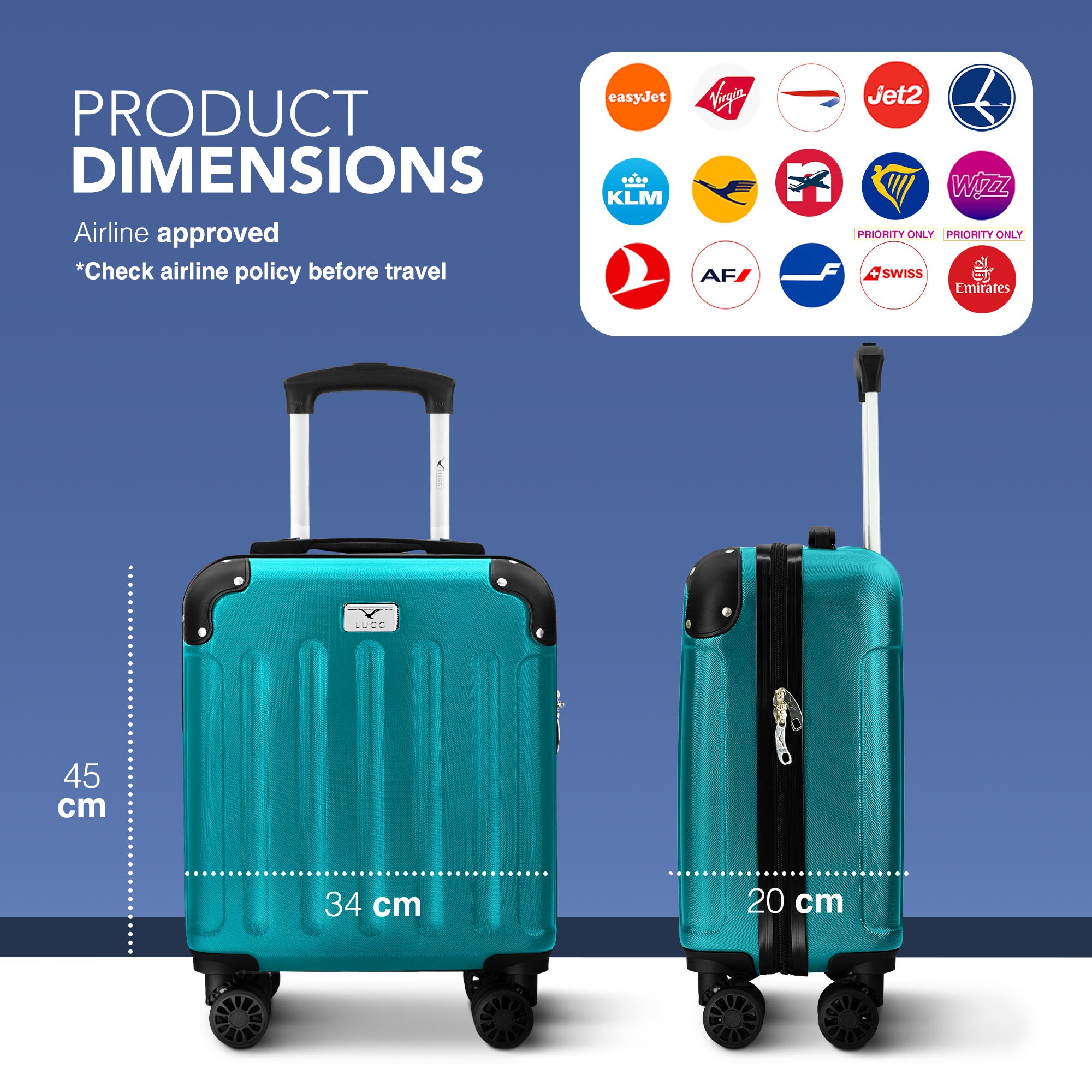 Skywander 15" Underseat Suitcase in Teal