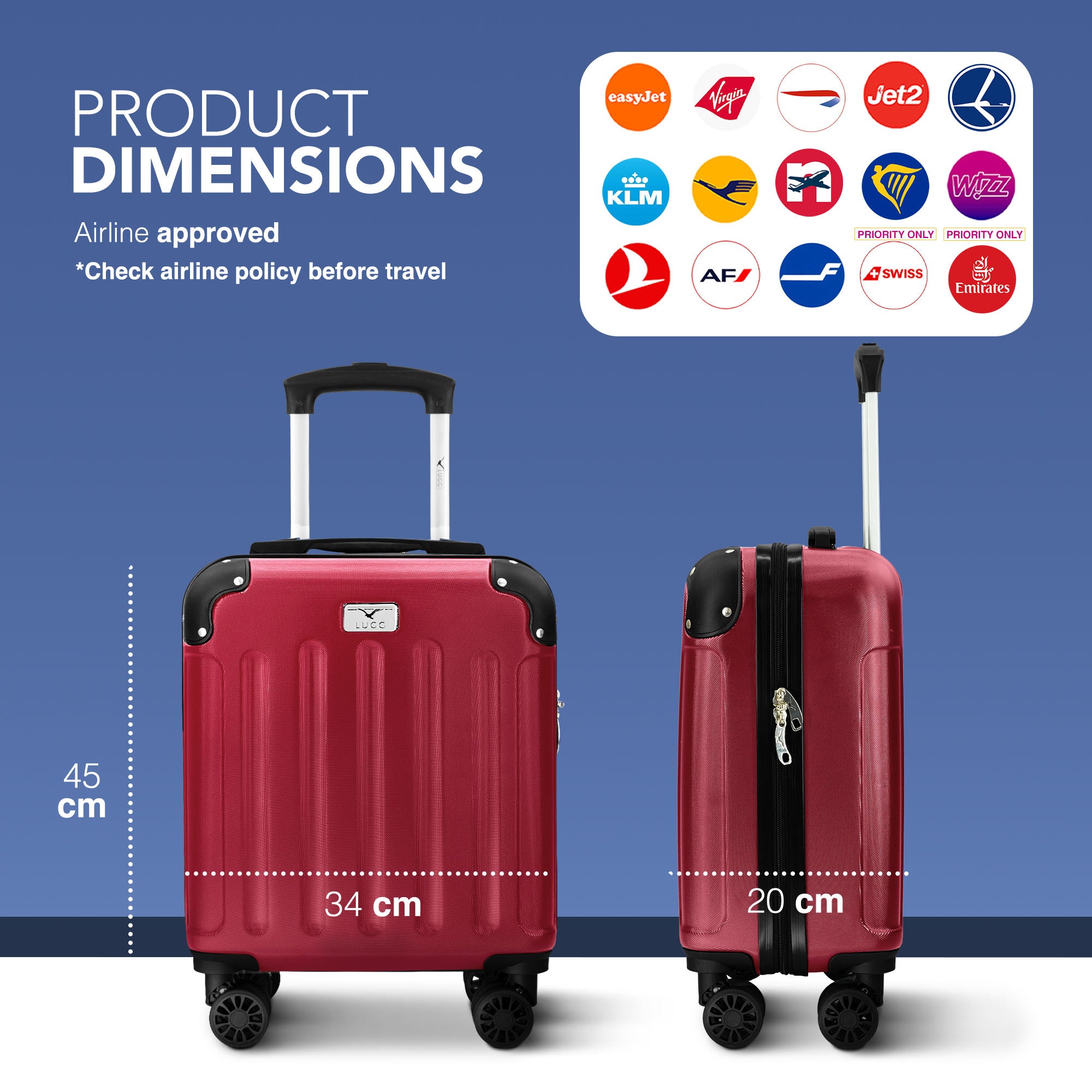 Skywander 15" Underseat Suitcase in Burgundy