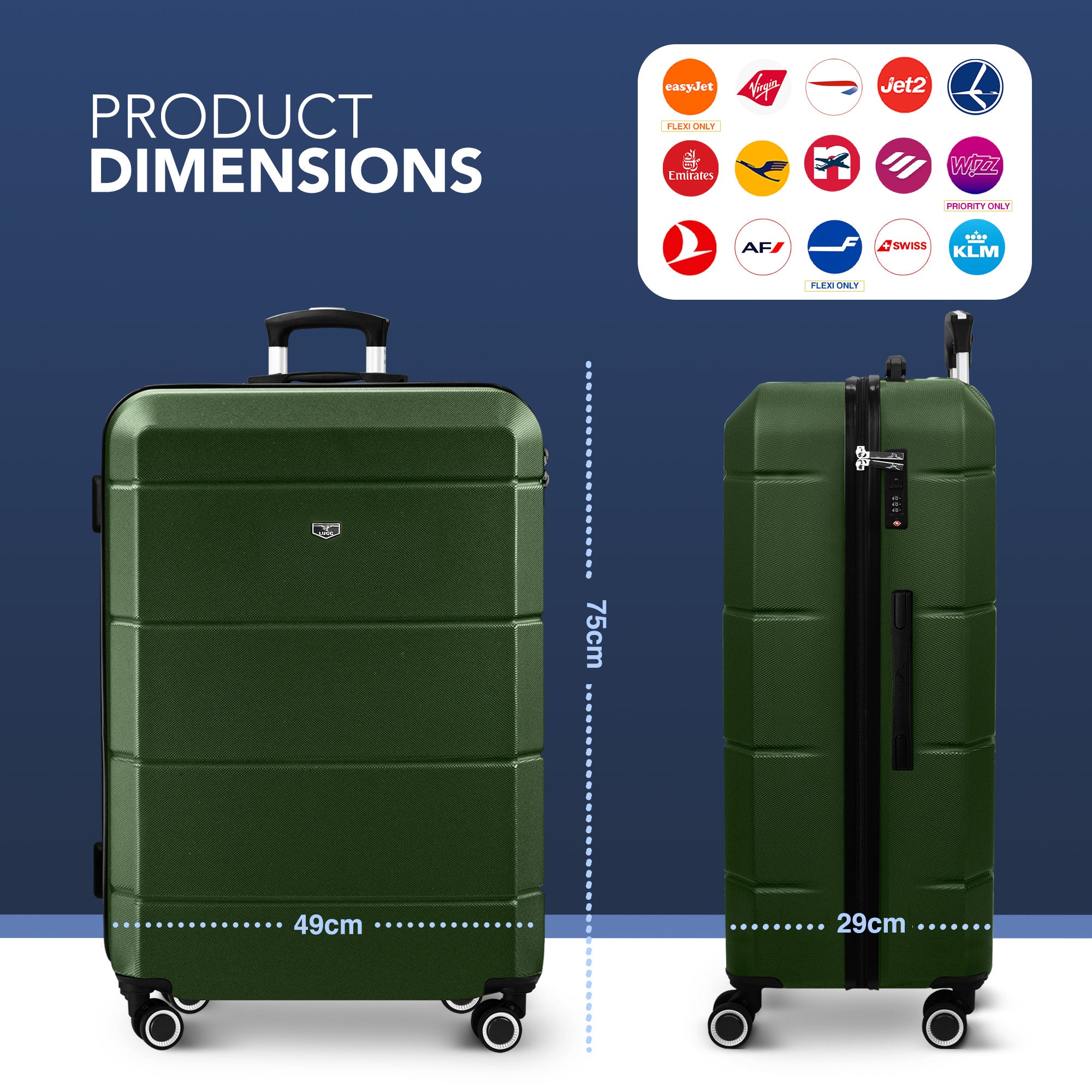 Jetset 28" Large Suitcase in Army Green