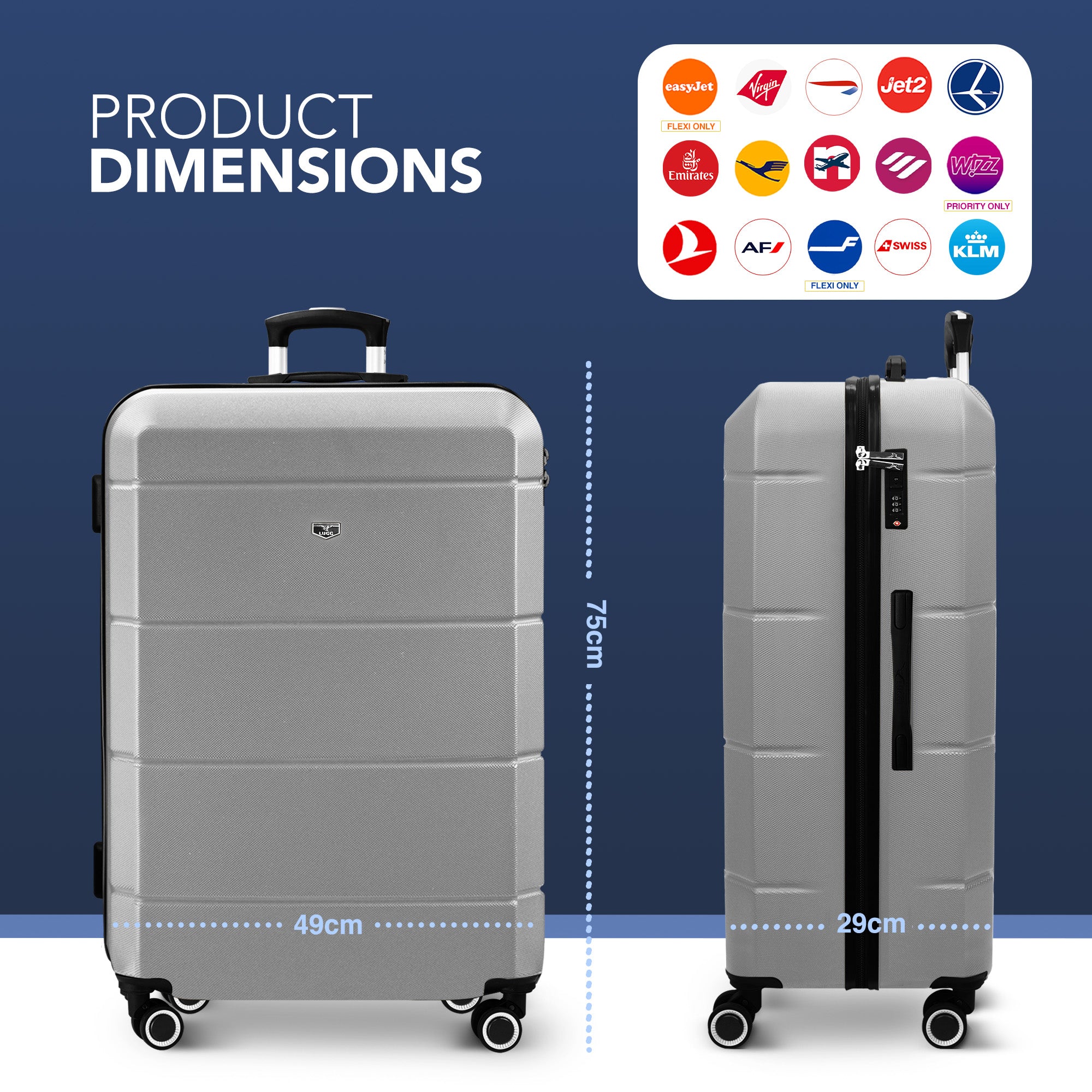 Jetset 28" Large Suitcase in Silver