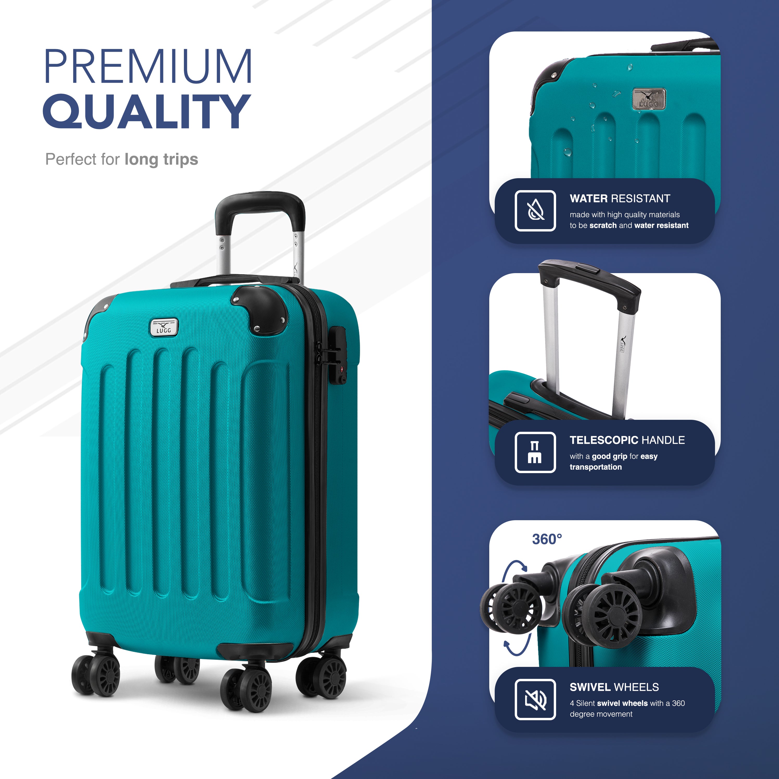 Skywander 20" Cabin Suitcase - 55 x 35 x 23cm in Teal