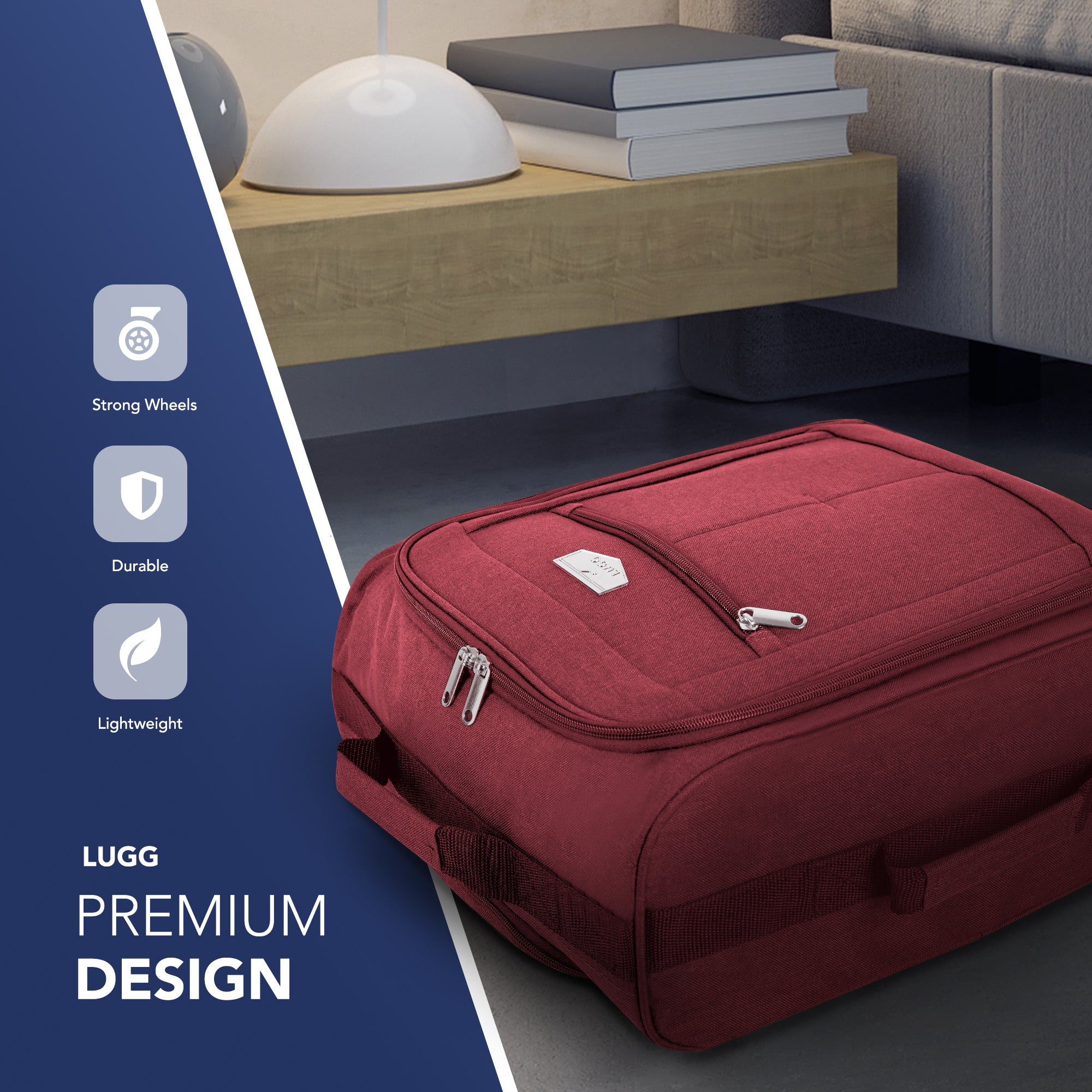 Cabin Approved Lightweight Travel Bag with Wheels - Red