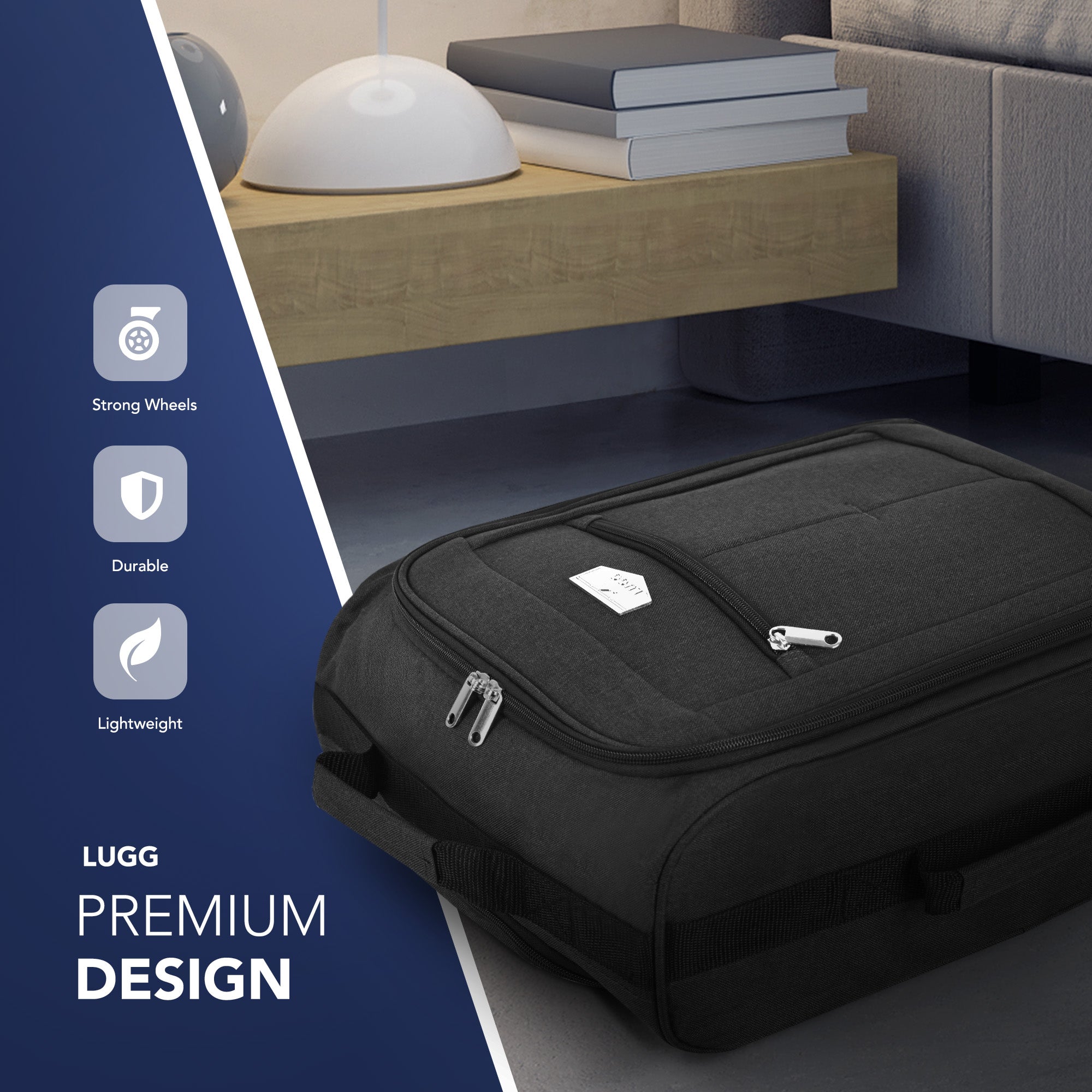 Soft Cabin Bag for Ryanair & EasyJet Priority Overhead Locker - Black