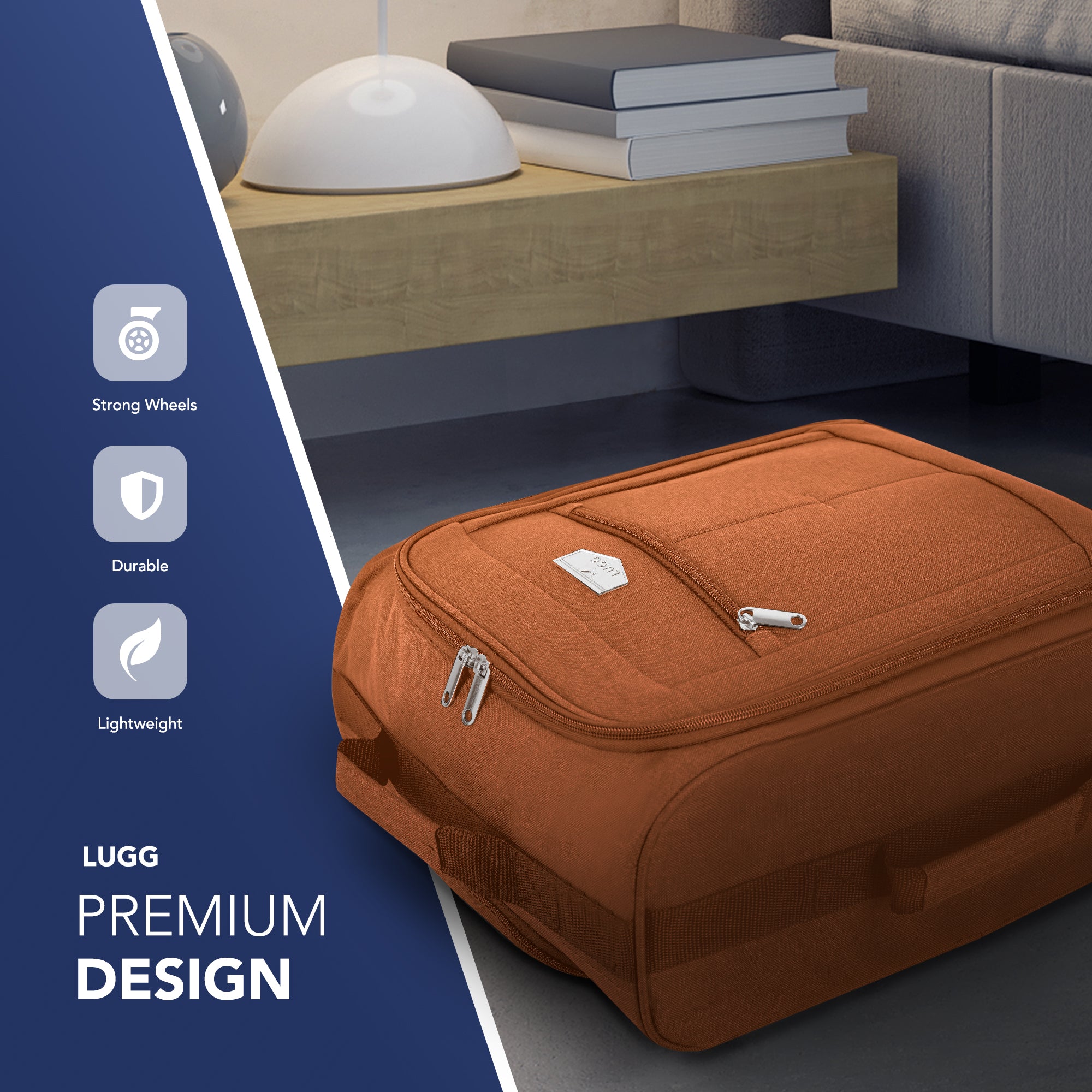 Cabin Approved Lightweight Travel Bag with Wheels - Orange