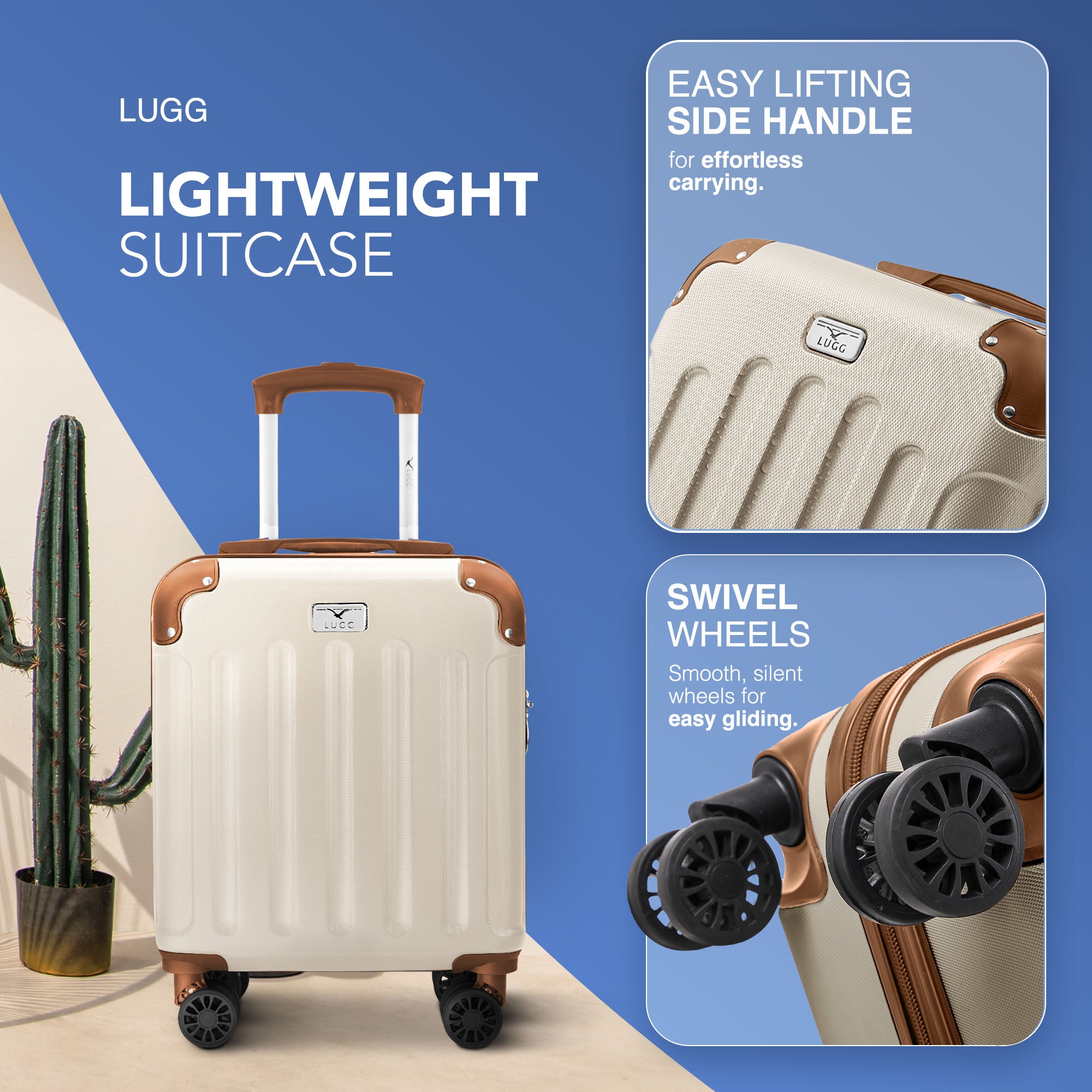 Skywander 15" Underseat Suitcase in Cream & Brown