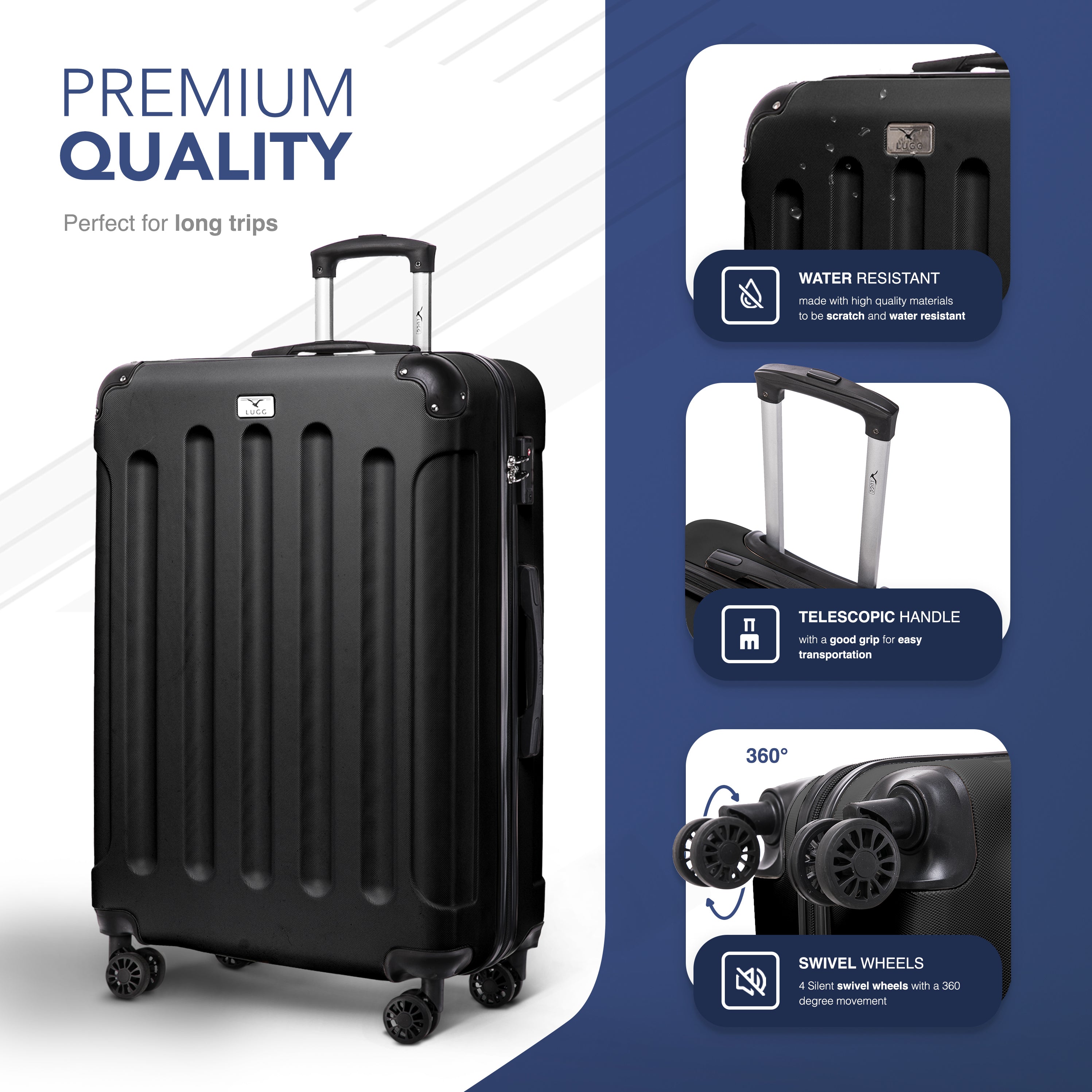 28" Skywander Large Suitcase - Black