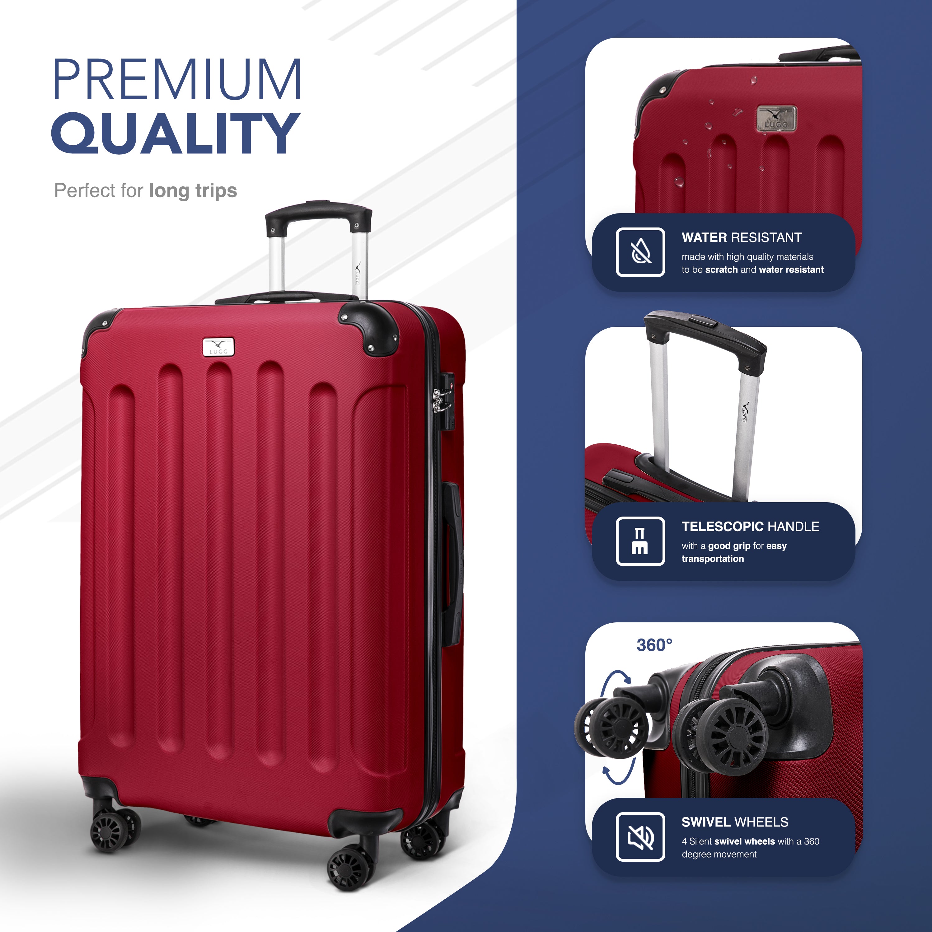 28" Skywander Large Suitcase - Burgundy