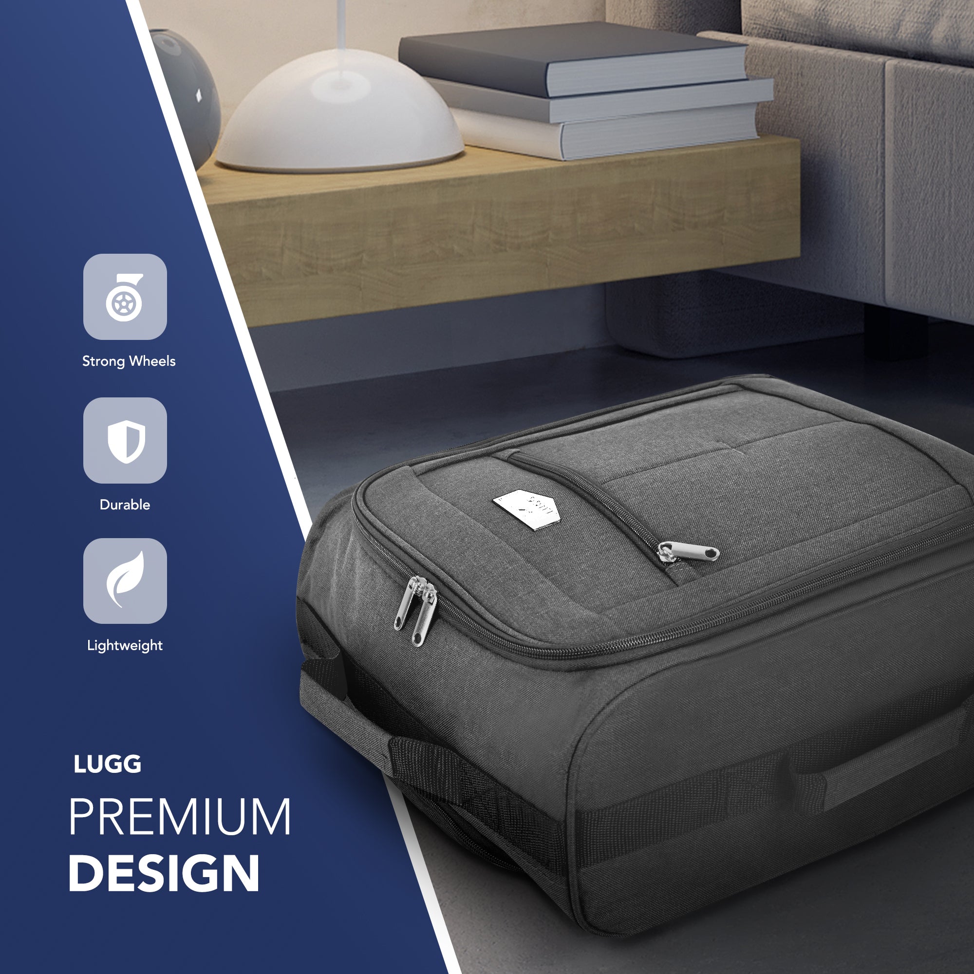 Cabin Approved Lightweight Travel Bag with Wheels - Grey