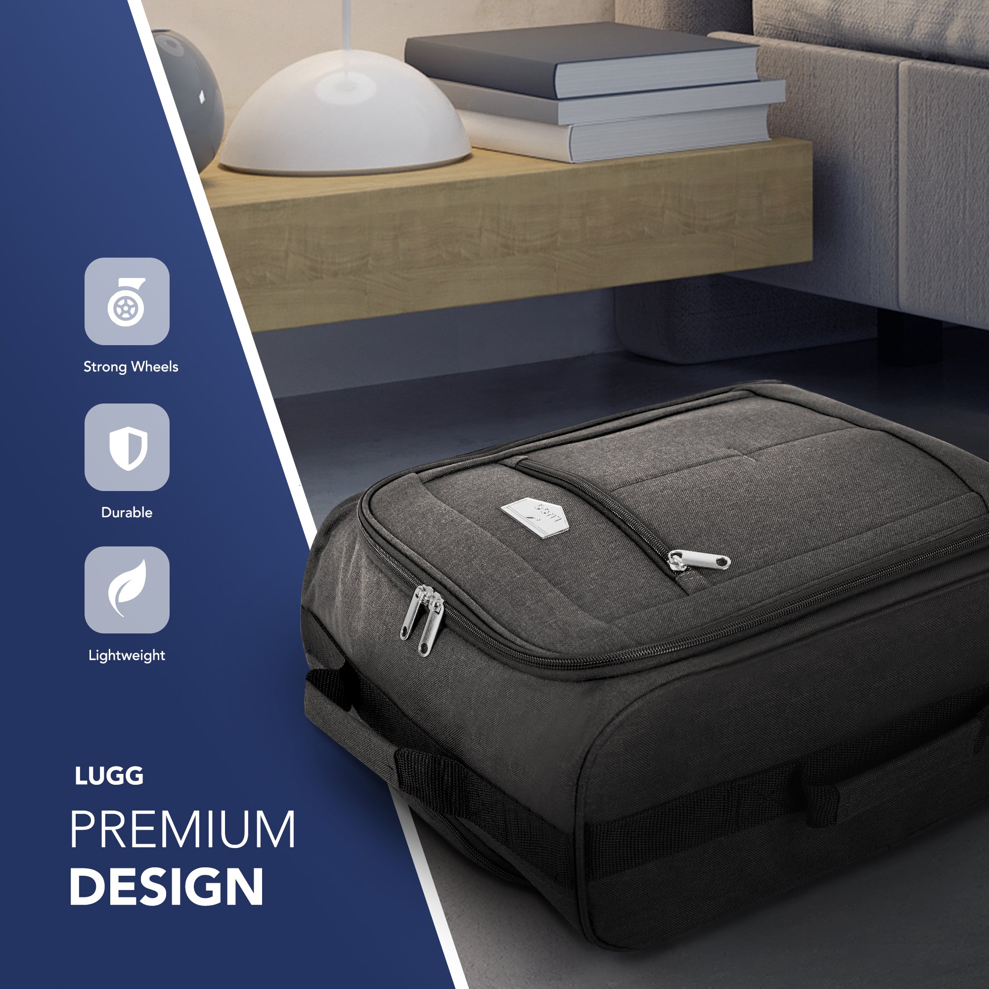 Cabin Approved Lightweight Travel Bag with Wheels - Charcoal