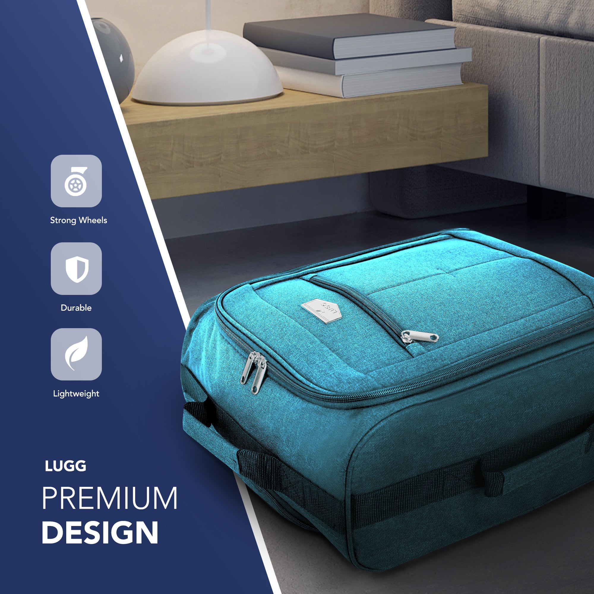 Cabin Approved Lightweight Travel Bag with Wheels - Teal