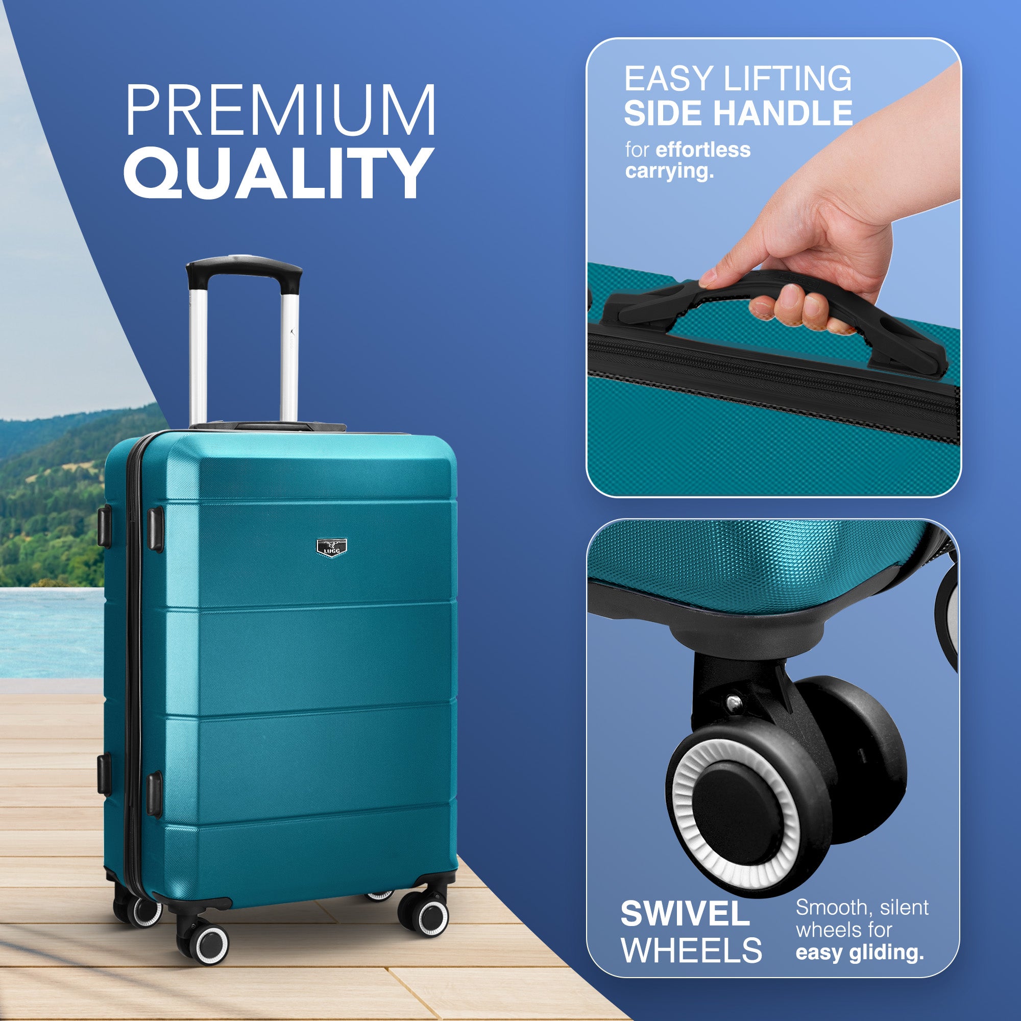 Jetset 3pc Suitcase Set in Teal