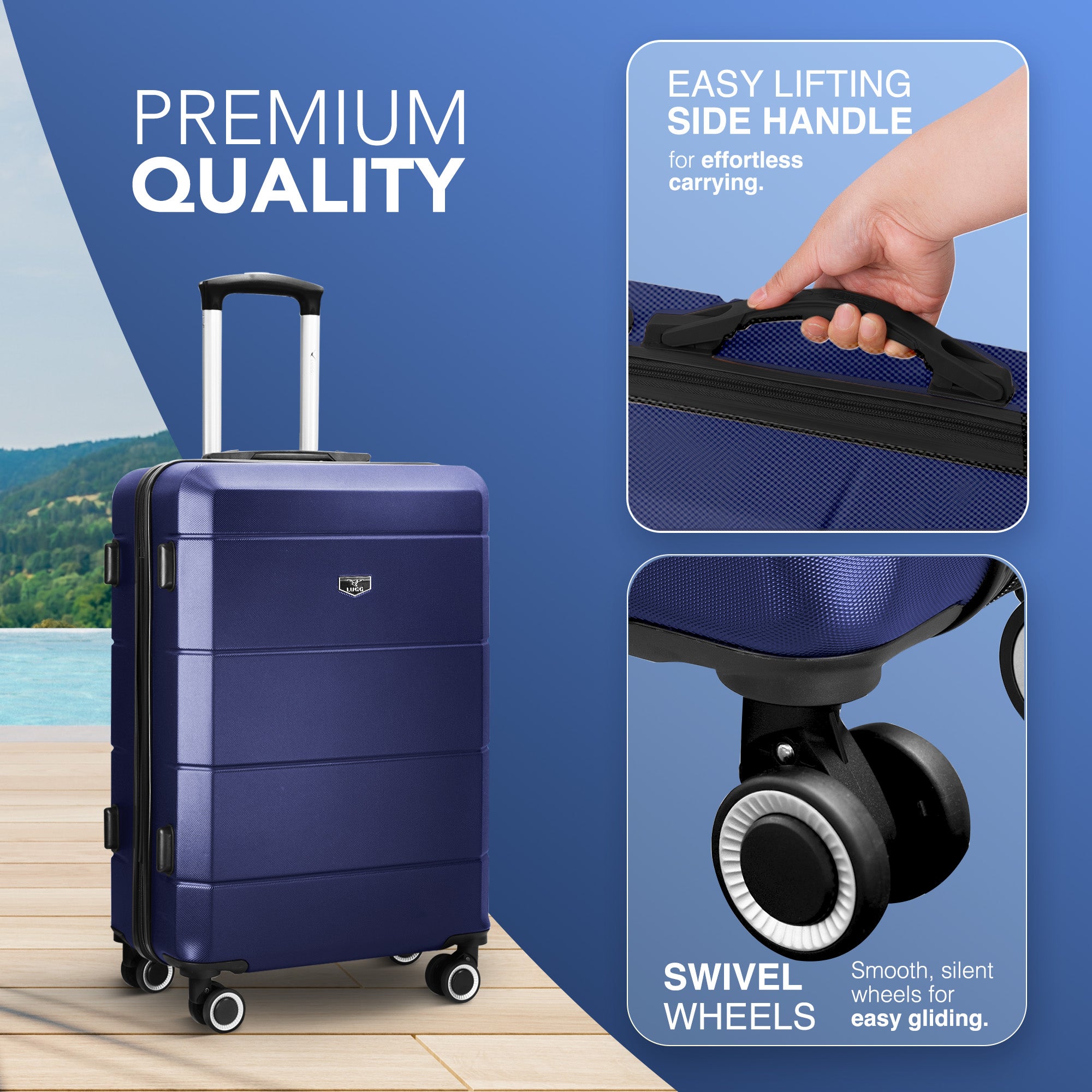 Jetset 4pc Suitcase Set in Midnight Blue