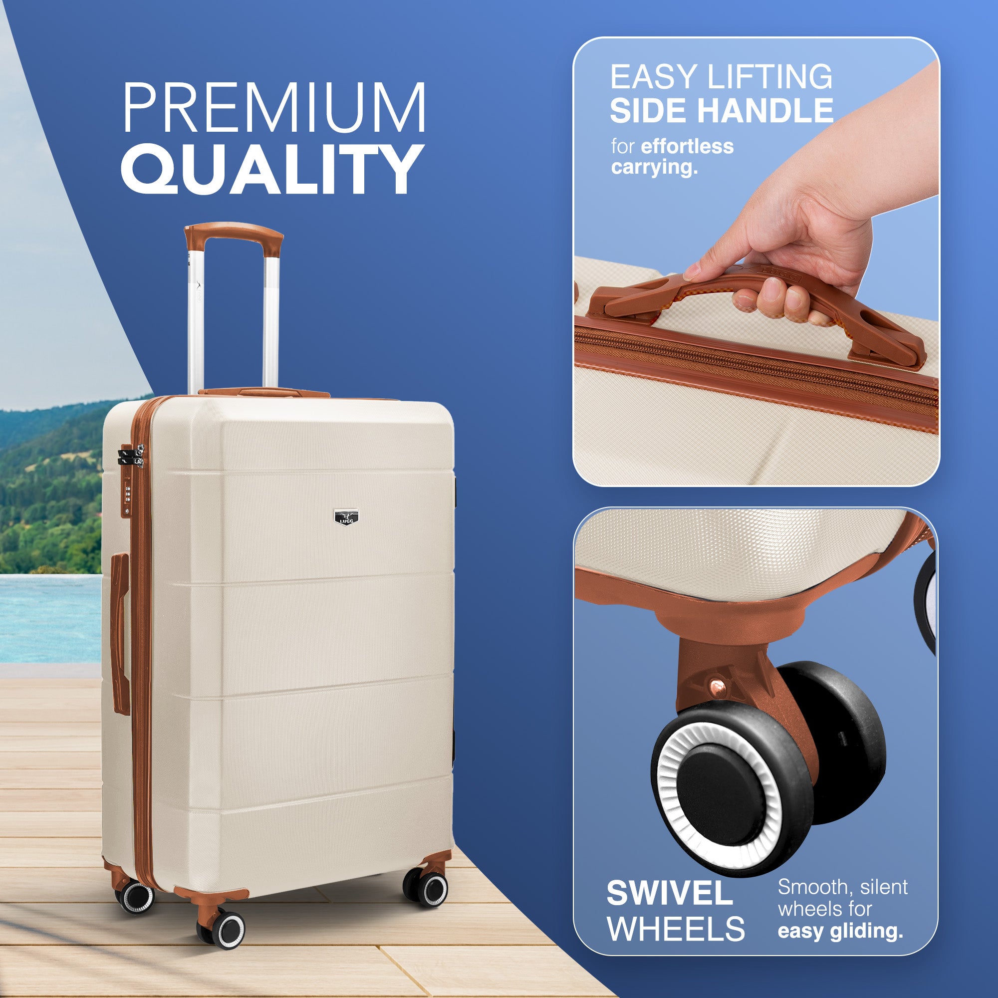 Jetset 28" Large Suitcase in Cream & Brown
