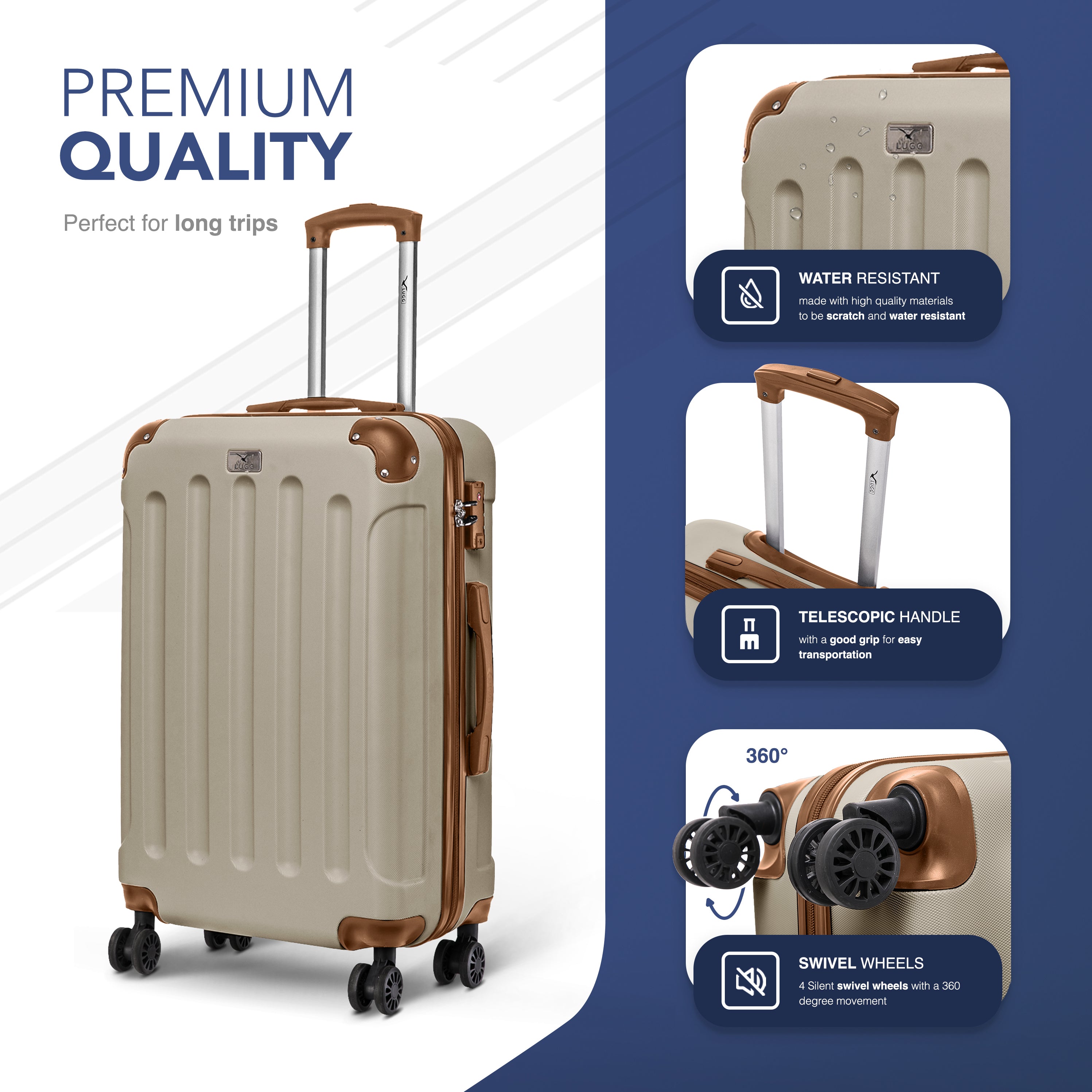 24" Skywander Medium Suitcase - Cream & Brown