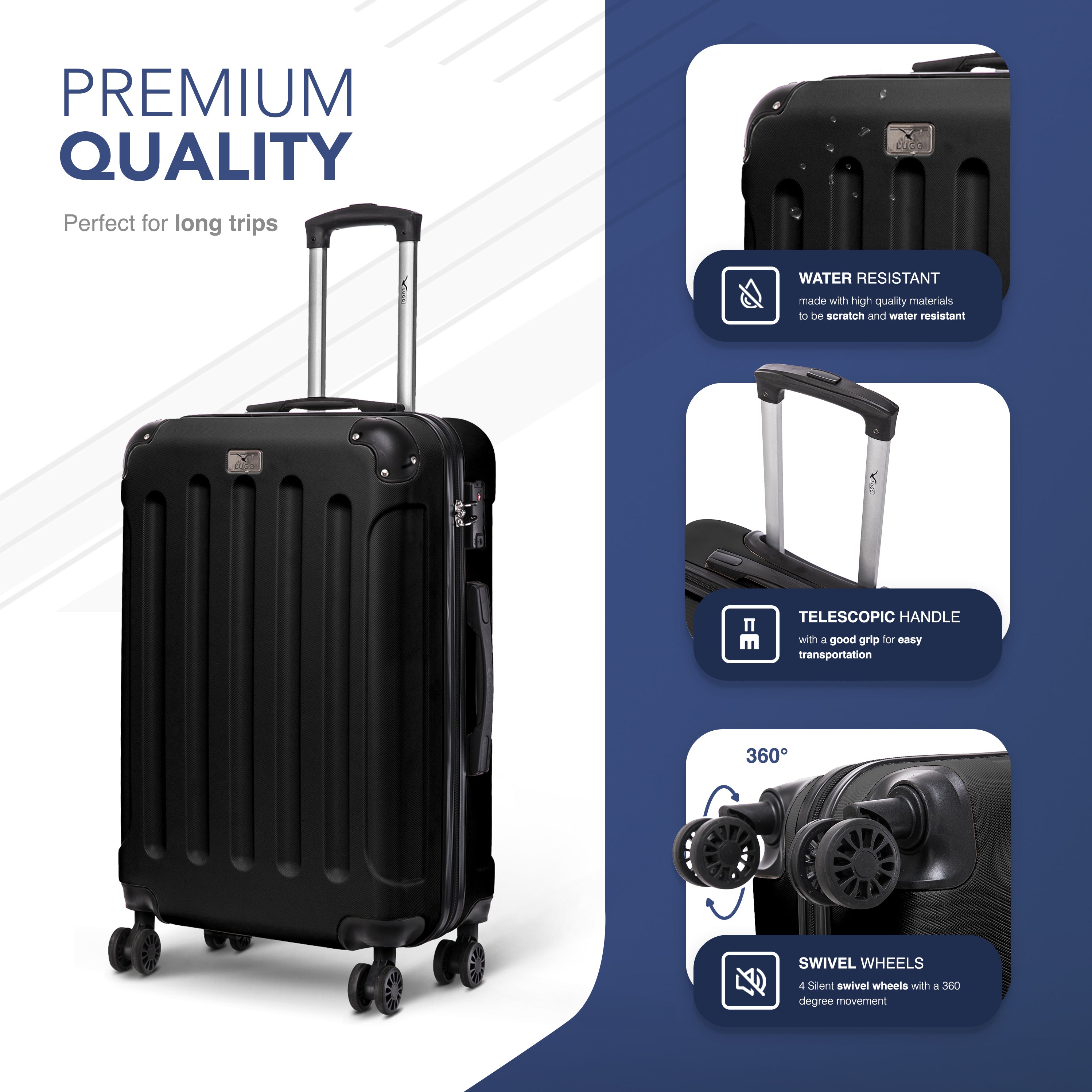 24" Skywander Medium Suitcase - Black