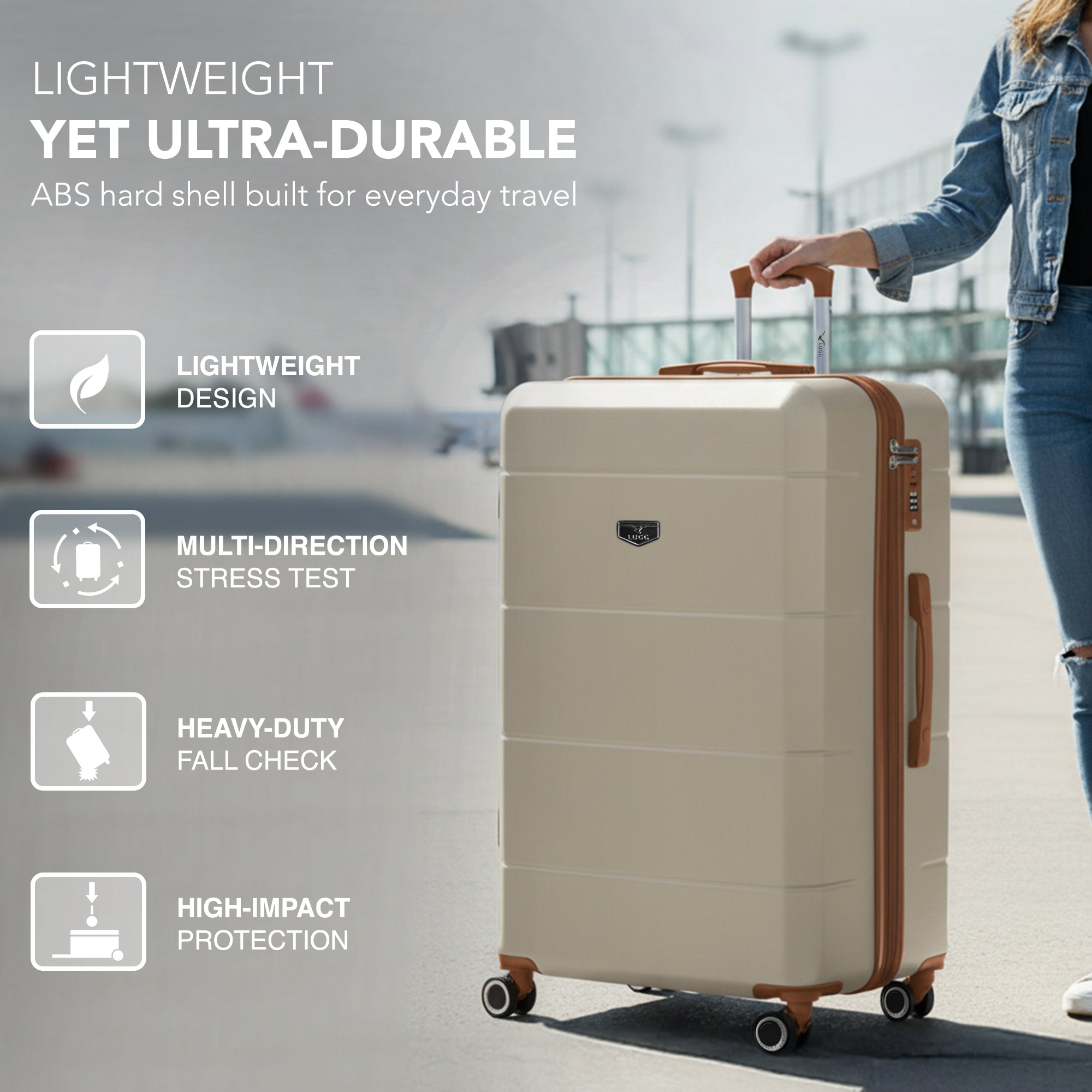 32" Jetset XL Suitcase - Cream & Brown