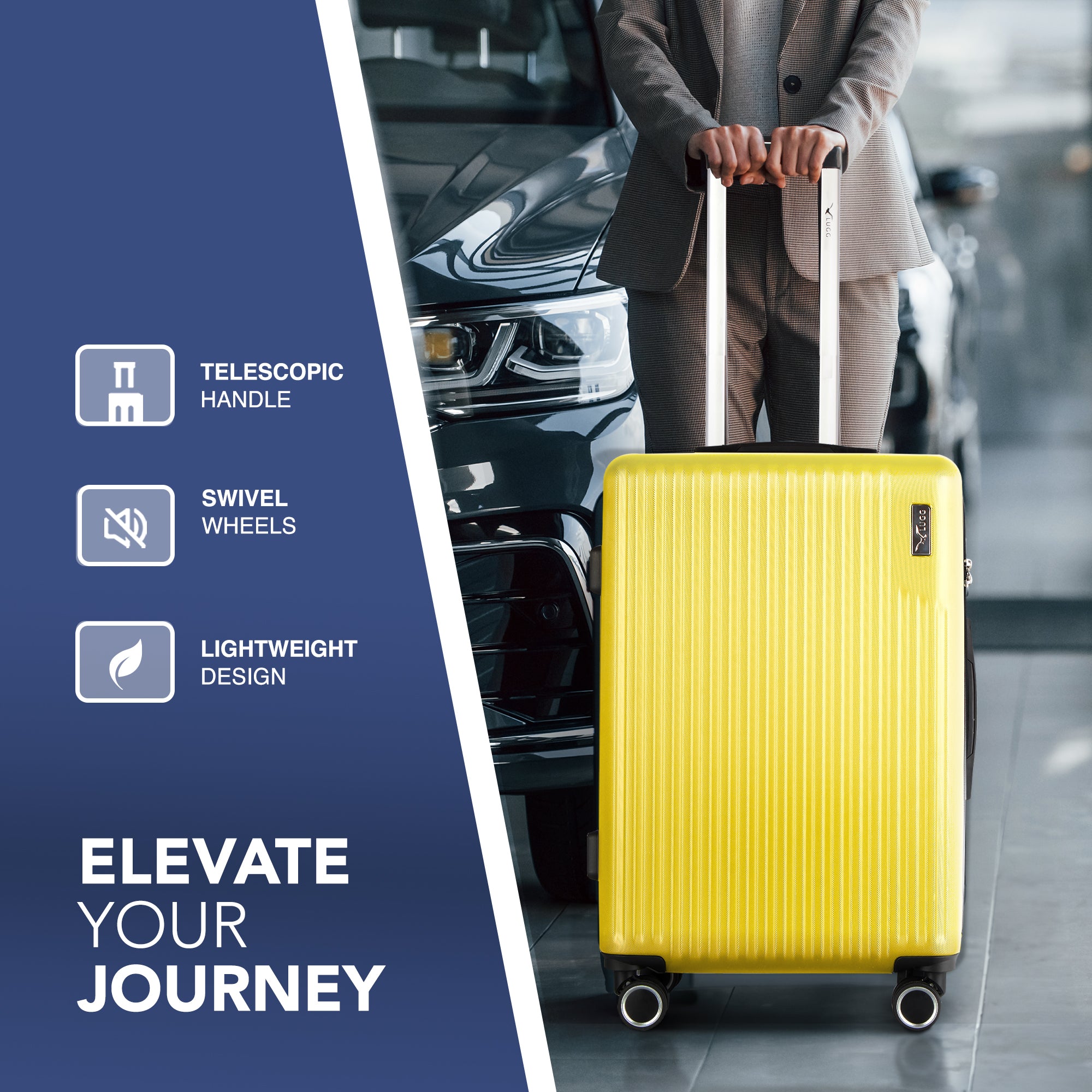 Vacay 20” Suitcase ABS Luggage with TSA Indent Lock, Aluminium Trolley Handle, 360° Spinner Wheels - Airline Compatible (55 x 35 x 23cm) - Citrine (Clearance)