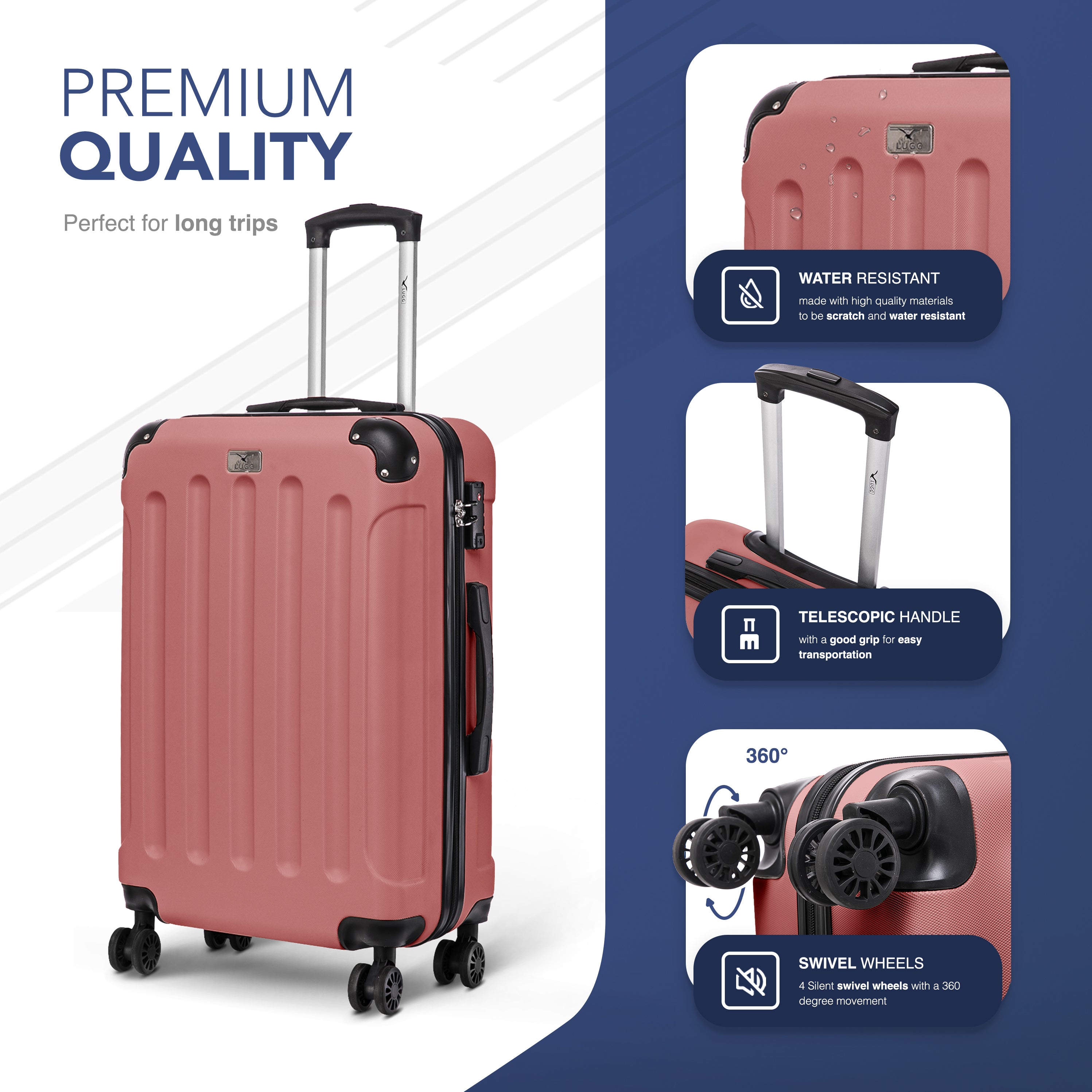 24" Skywander Medium Suitcase - Rose Gold