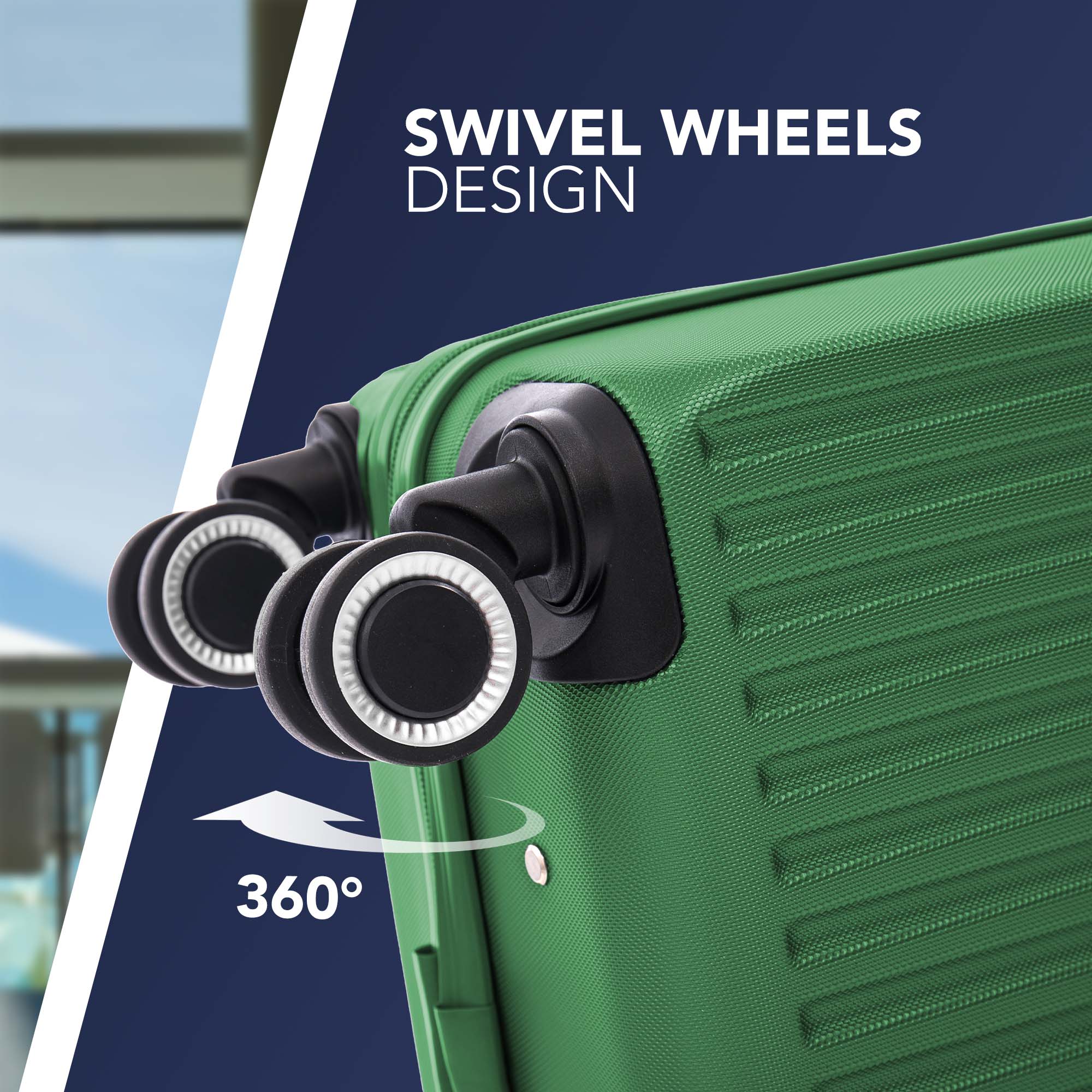 Vacay 15” Suitcase ABS Luggage, Aluminium Trolley Handle, 360° Spinner Wheels - Airline Compatible (45 x 33x 20cm) - Forest