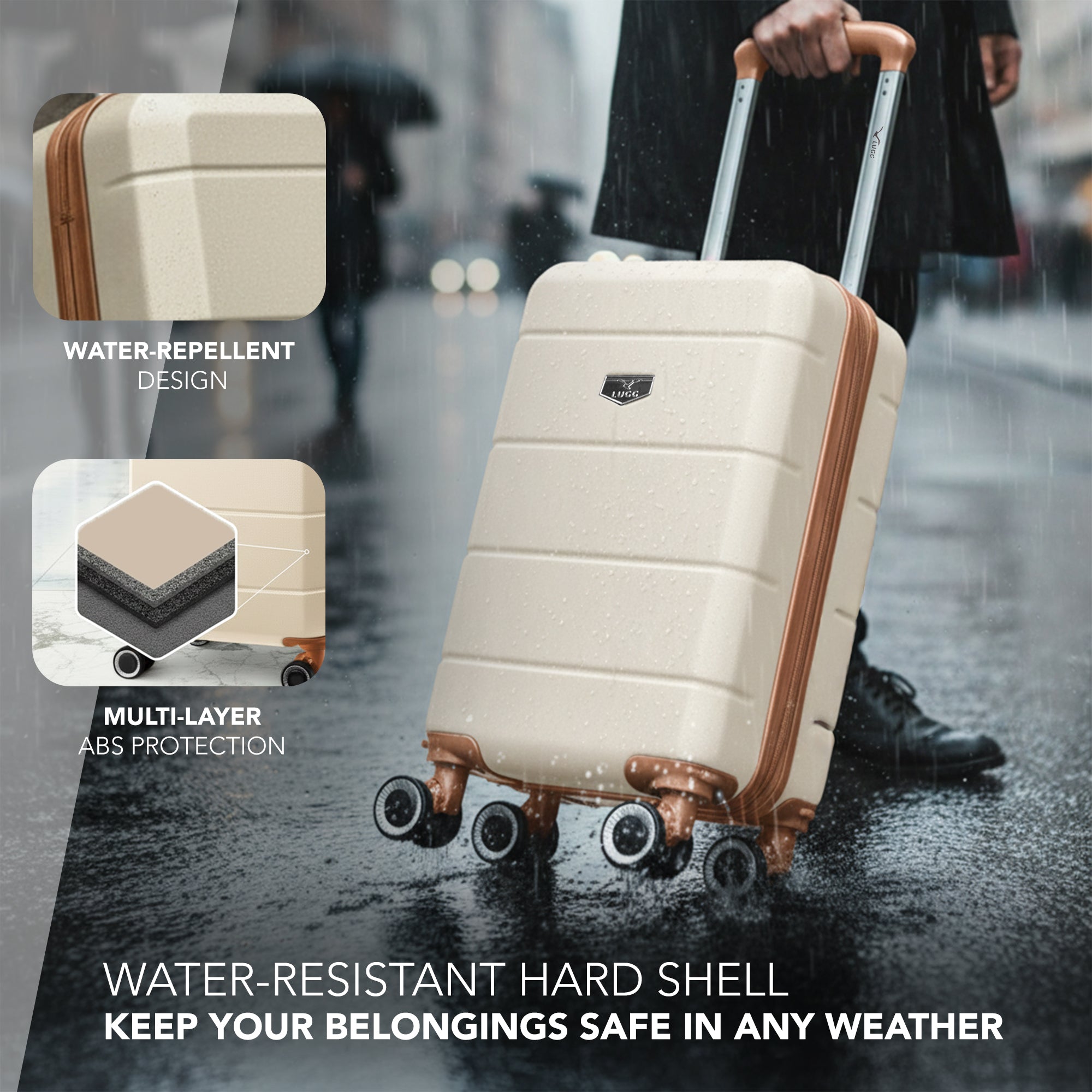 40cm Jetset Underseat Cabin Bag - Cream & Brown