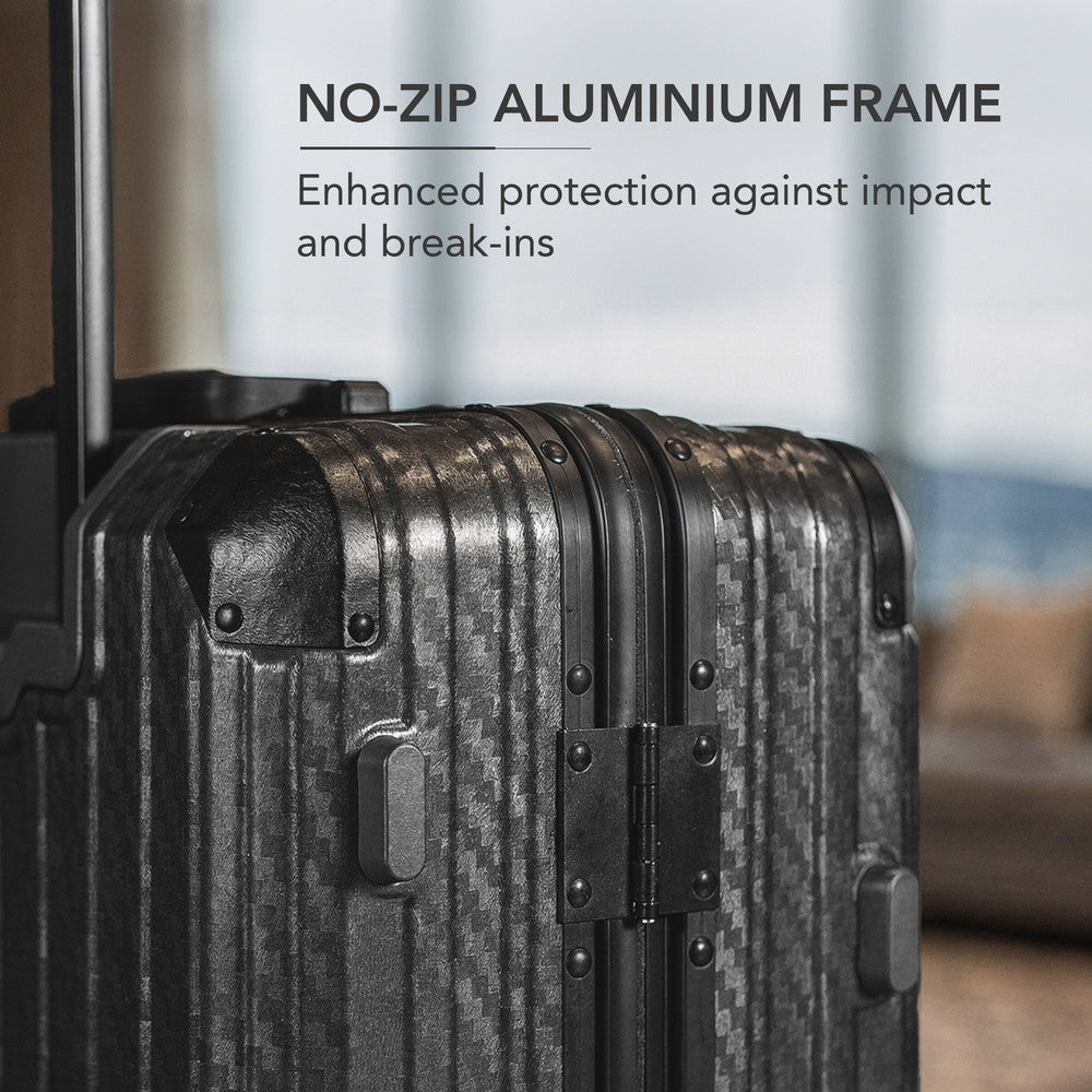 LUGG 24" Hard Shell Trolley Suitcase Aluminium TSA Lock Black 65x45x26.5cm