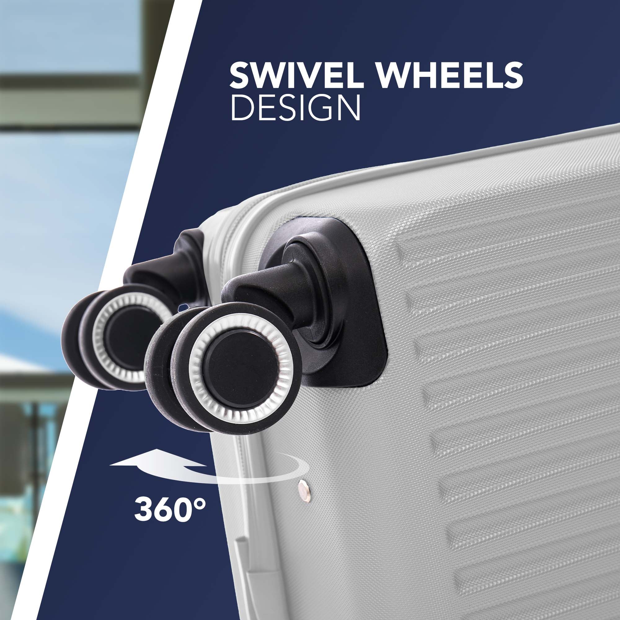 Vacay 15” Suitcase ABS Luggage, Aluminium Trolley Handle, 360° Spinner Wheels - Airline Compatible (45 x 33x 20cm) - Pearl