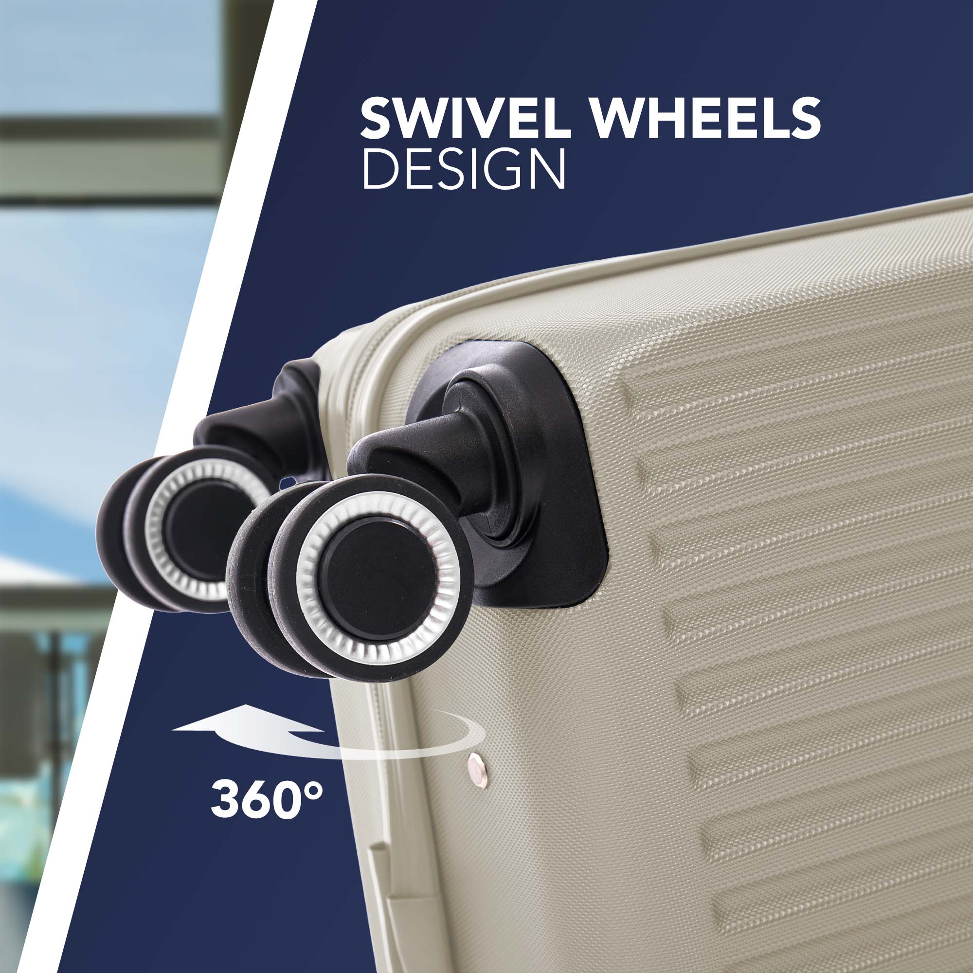 Vacay 15” Suitcase ABS Luggage, Aluminium Trolley Handle, 360° Spinner Wheels - Airline Compatible (45 x 33x 20cm) - Earth