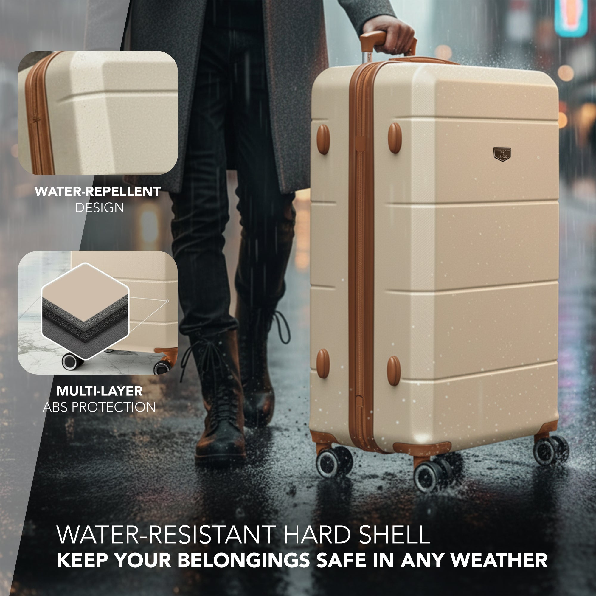 32" Jetset XL Suitcase - Cream & Brown