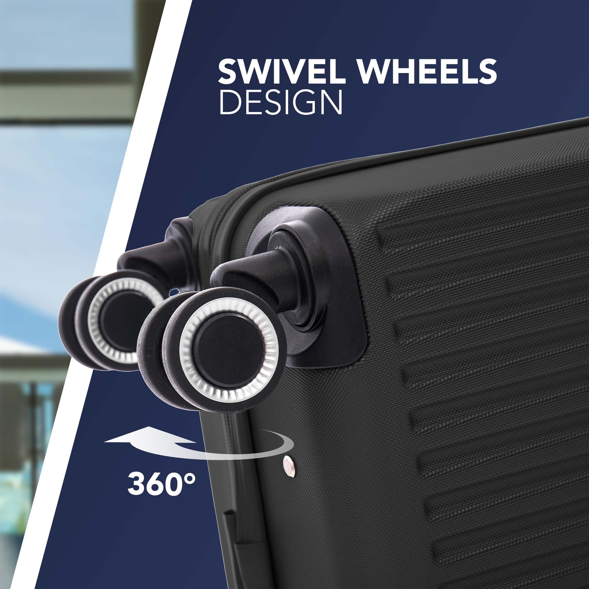 Vacay 15” Suitcase ABS Luggage, Aluminium Trolley Handle, 360° Spinner Wheels - Airline Compatible (45 x 33x 20cm) - Shadow