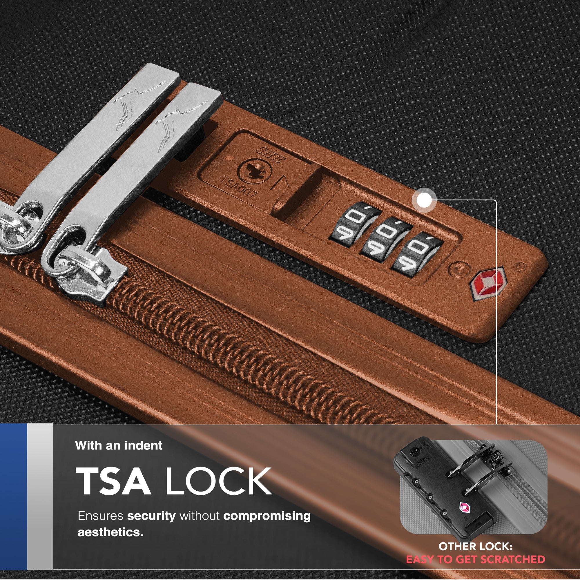 LUGG Jetset 24” Lightweight Travel Carry On Suitcase, ABS, Water Resistant & TSA Lock, Easyjet Overhead- Black with Brown