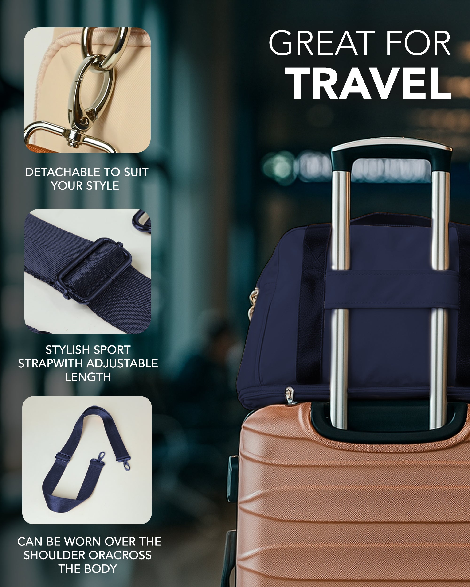 LUGG Duffle & Toiletry Bag Set – Waterproof Travel Bags for Men & Women - Midnight Blue