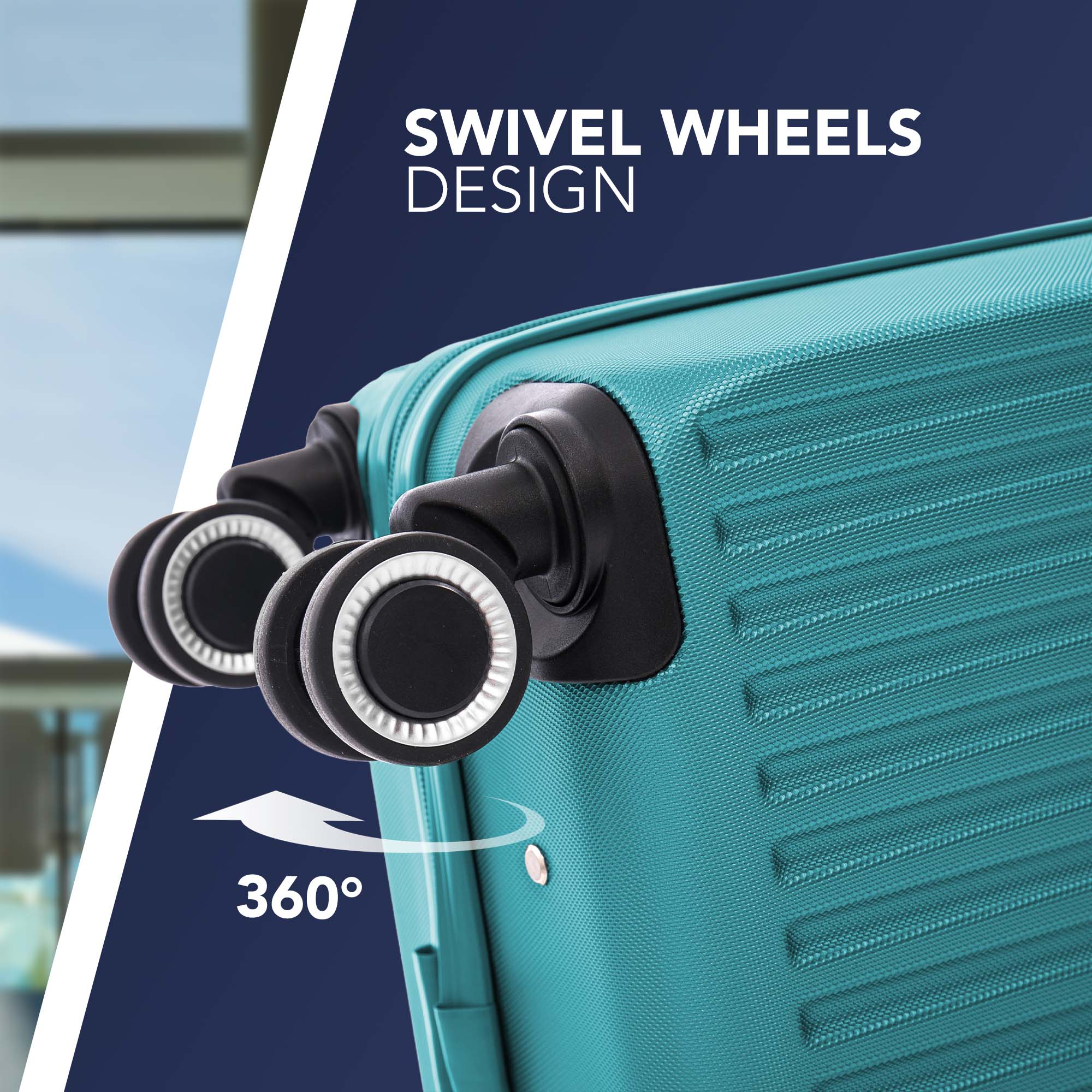 Vacay 15” Suitcase ABS Luggage, Aluminium Trolley Handle, 360° Spinner Wheels - Airline Compatible (45 x 33x 20cm) - Ocean