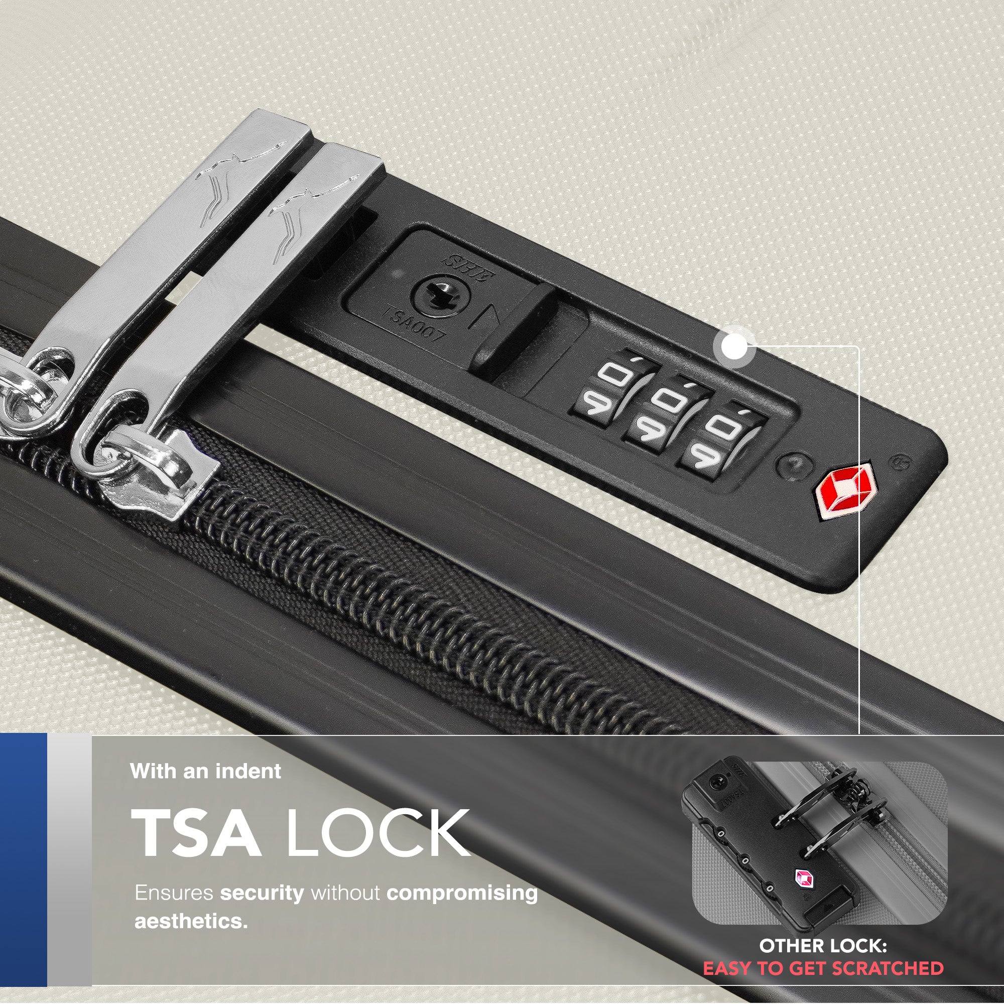 LUGG Jetset 24” Lightweight Travel Carry On Suitcase, ABS, Water Resistant & TSA Lock, Easyjet Overhead- Ivory