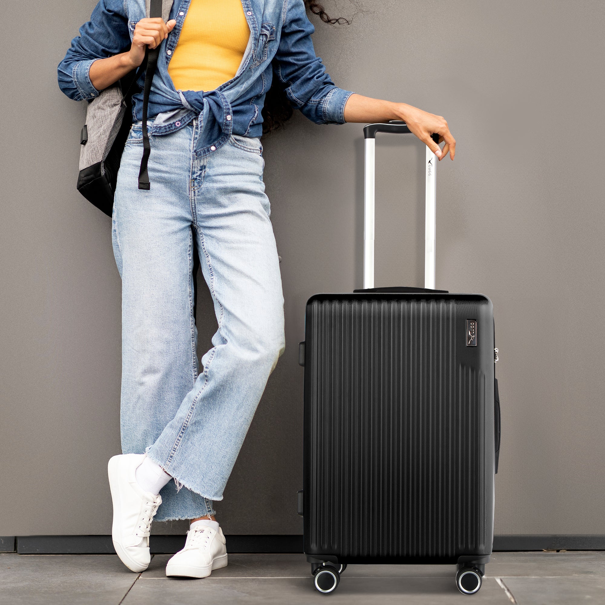 Vacay 20” Suitcase ABS Luggage with TSA Indent Lock, Aluminium Trolley Handle, 360° Spinner Wheels - Airline Compatible (55 x 35 x 23cm) - Shadow